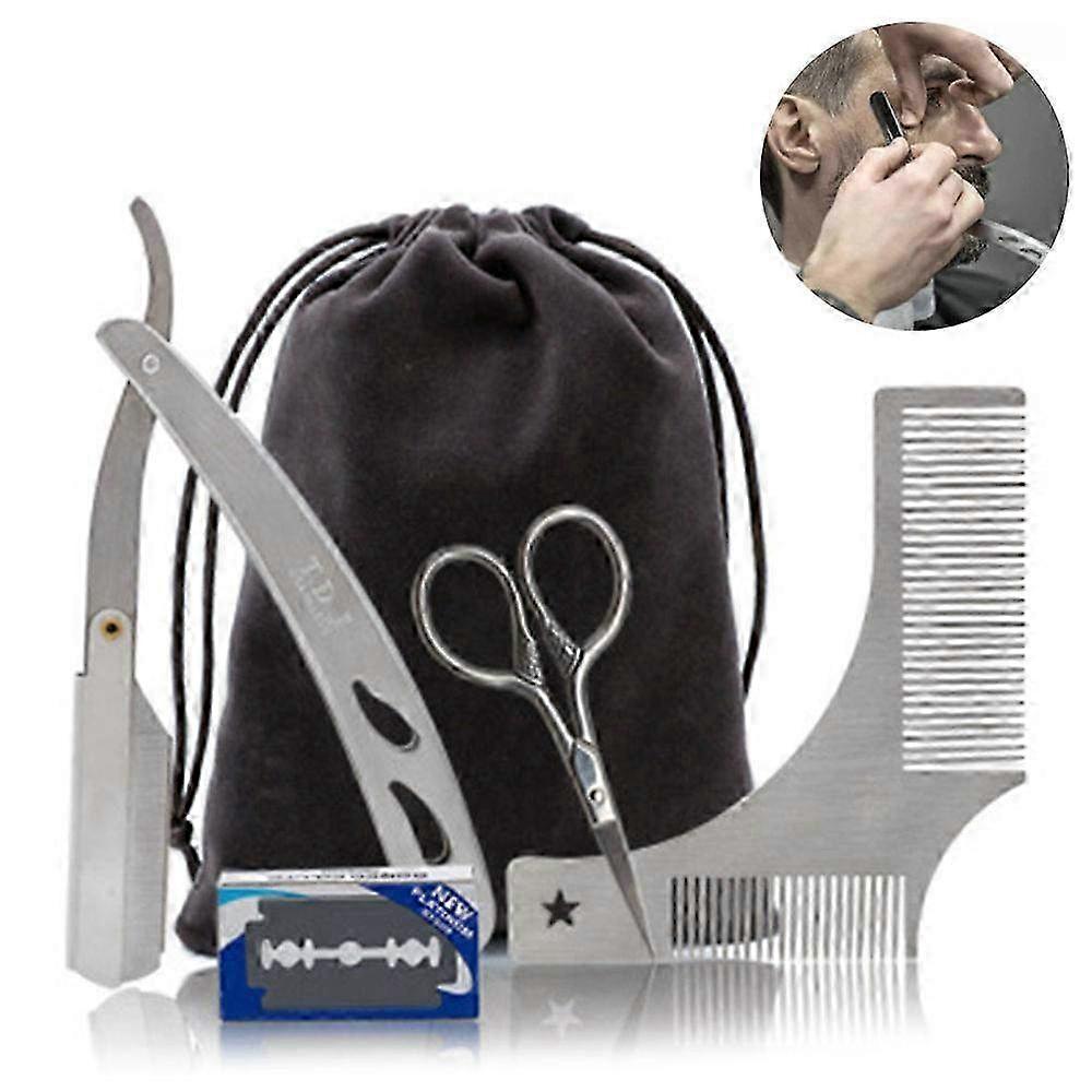 Premium Beard Grooming Kit with Straight Edge Razor - Complete Set for Precision Trimming & Stylish Beard Care