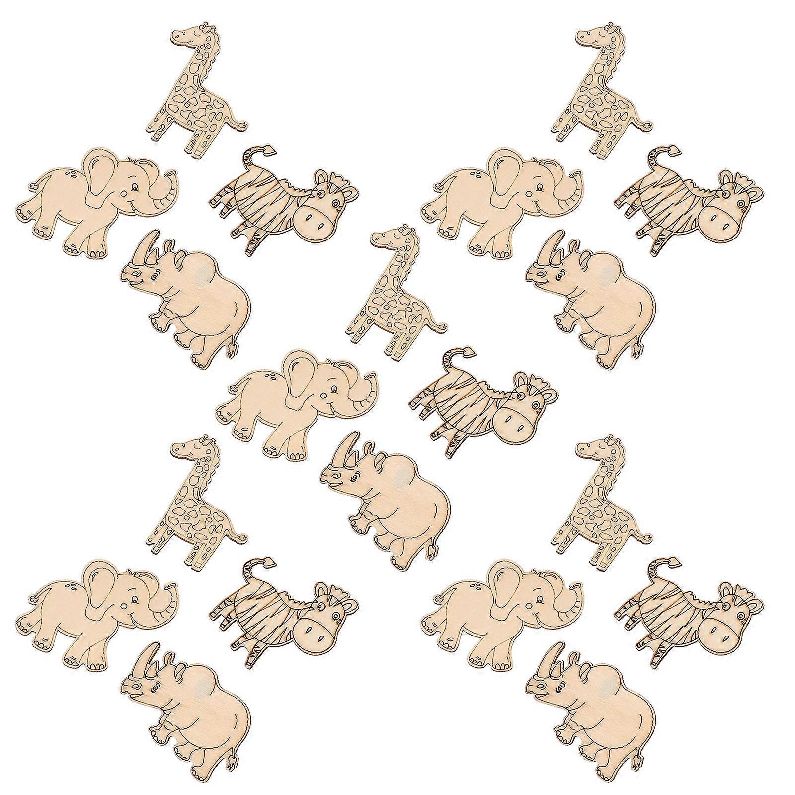 40 قطعة قواطع حيوانية خشبية غير مكتملة للحرف اليدوية والديكور المنزلي وديكورات الحفلات - الحلي الخشبية الإبداعية للرسم والتخصيص