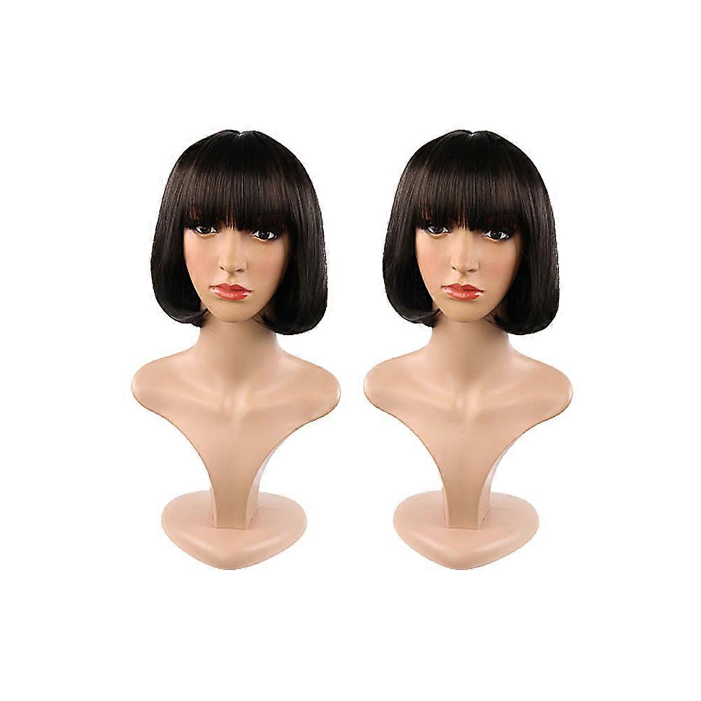 Realistic Wig for Women with High Temperature Fiber Black Color Stylish Design for Decor 57 cm