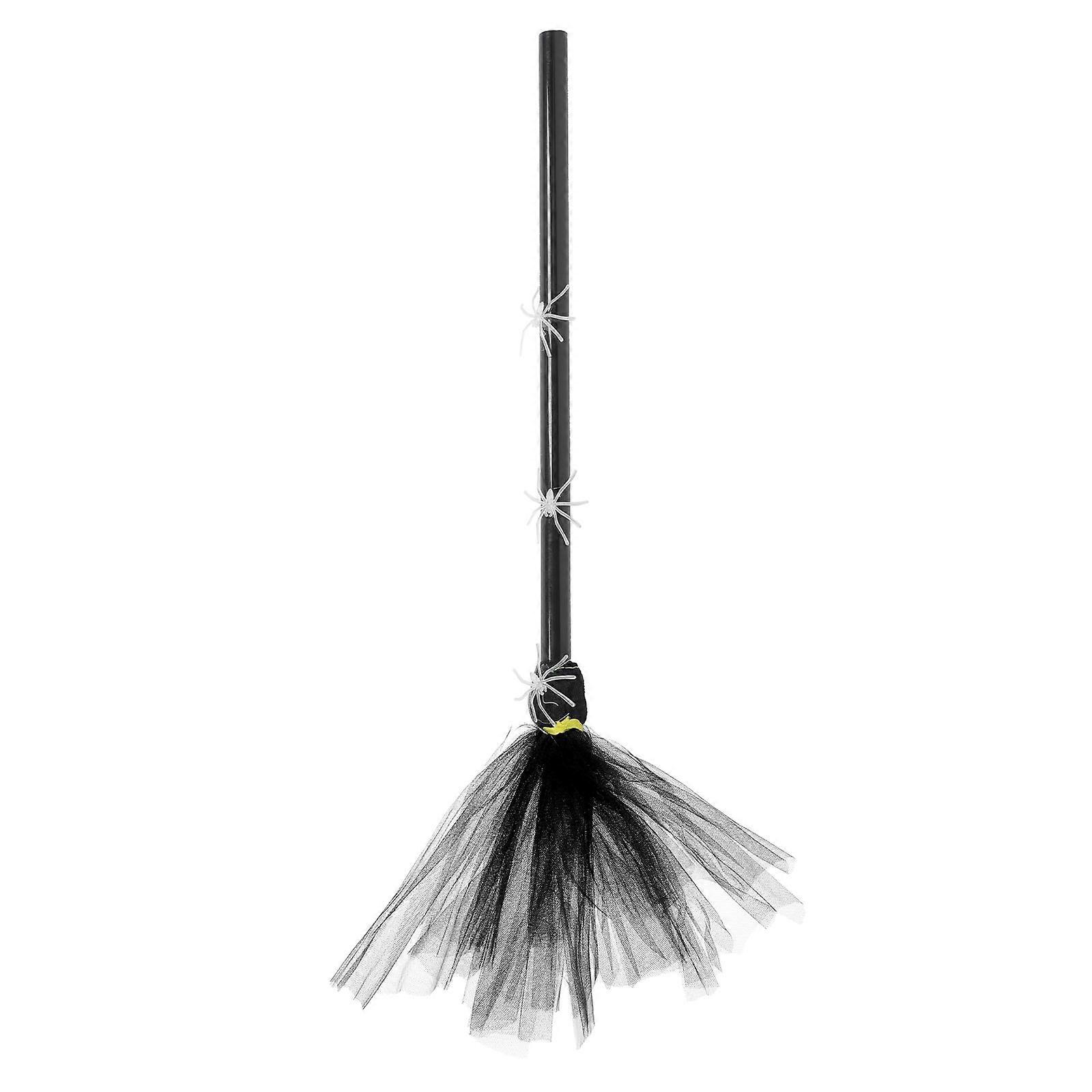 Broomstick Halloween 1 Pc Witch Broom Decoration Party Layout Prop Ideal For Masquerade Events Crafted From Durable Black Plastic And Polyester