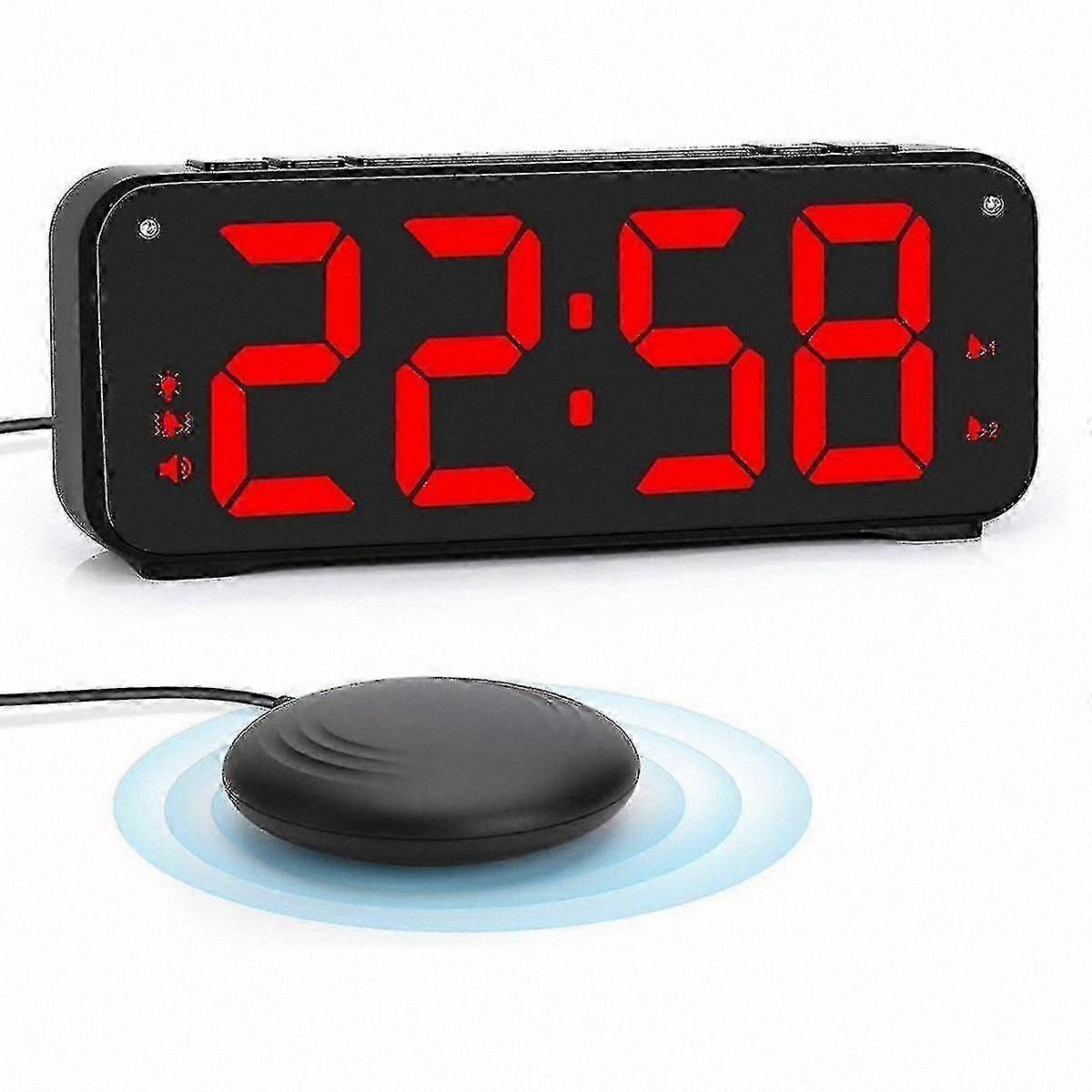 Extra Loud Alarm Clock for Deep Sleepers, Dual Alarm with Bed Vibrator, Large 6.5" Display, Dimmable for Bedroom Use