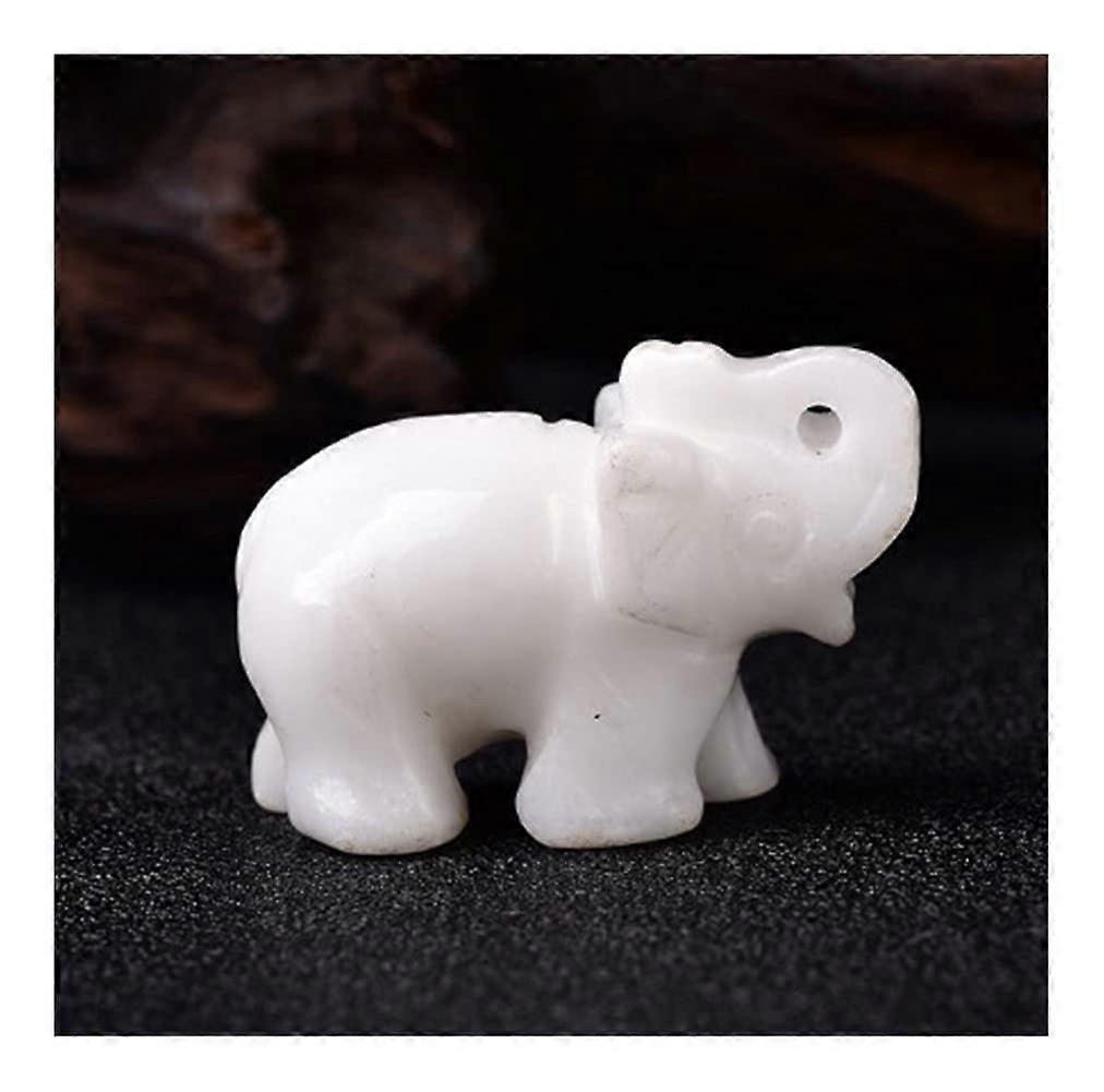 Natural Handcrafted Obsidian Elephant Crystal Stone for Home Decor, White Quartz Reiki Luck Stone, 25-30g