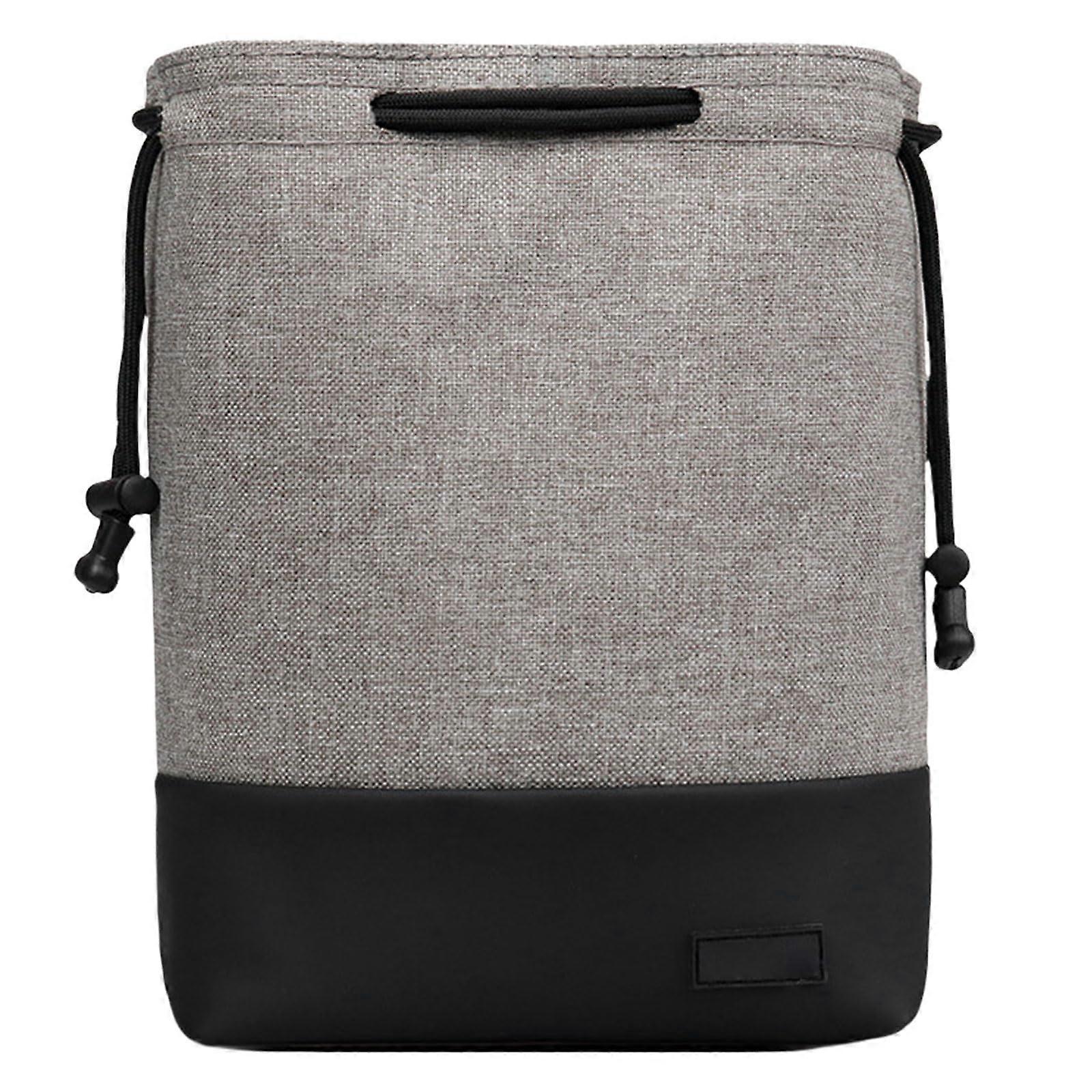 DSLR Camera Bag with Drawstring, Vintage Style, Soft Lens Pouch, Travel Accessory, Gray, 21x16x10CM