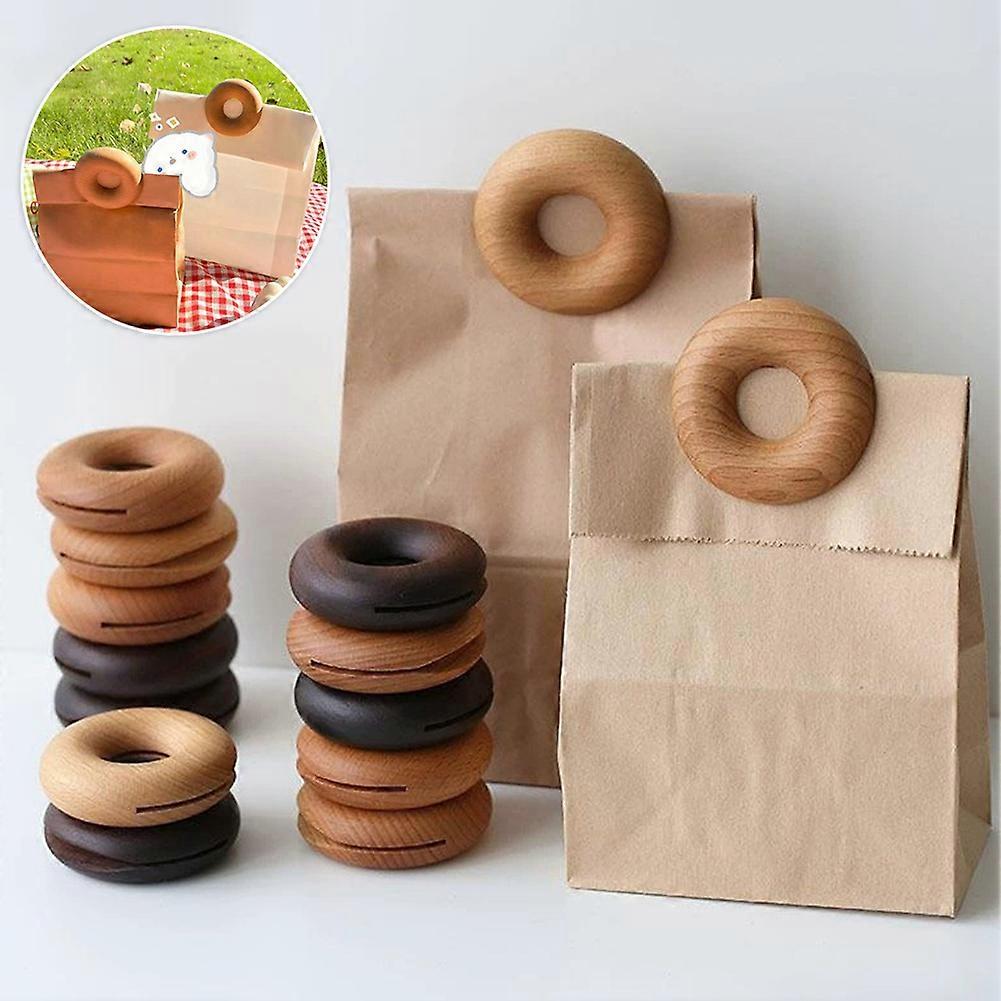 1pc Wooden Food Bag Sealing Clips Vintage Donut Shape Clips for Kitchen Pantry Organization Reusable Snack Clips