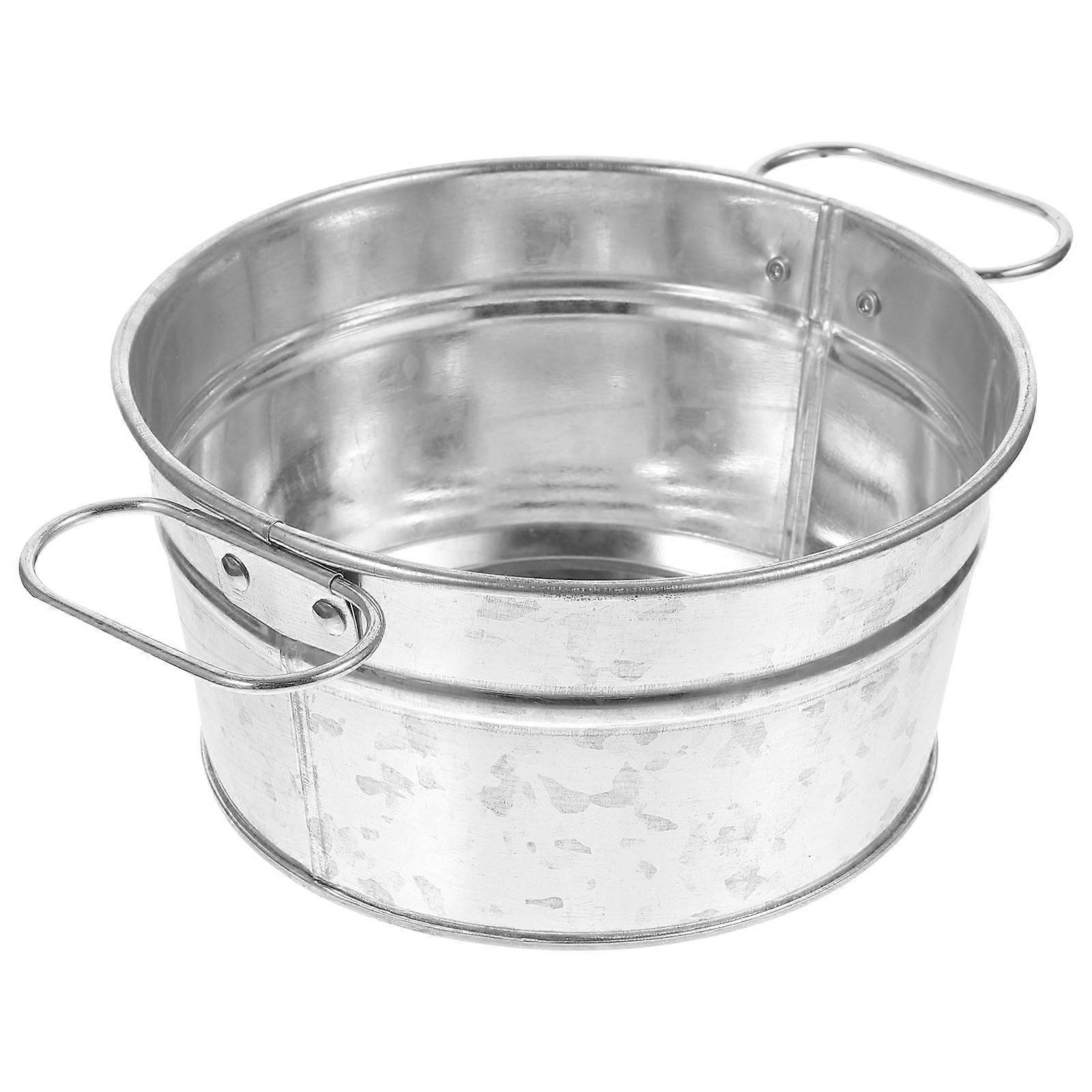 Multi-Use Food Storage Bucket French Fries Plate Rustic Style Round Design For DIY Projects And Catered Events 5.9X5.9X3in 1Pack