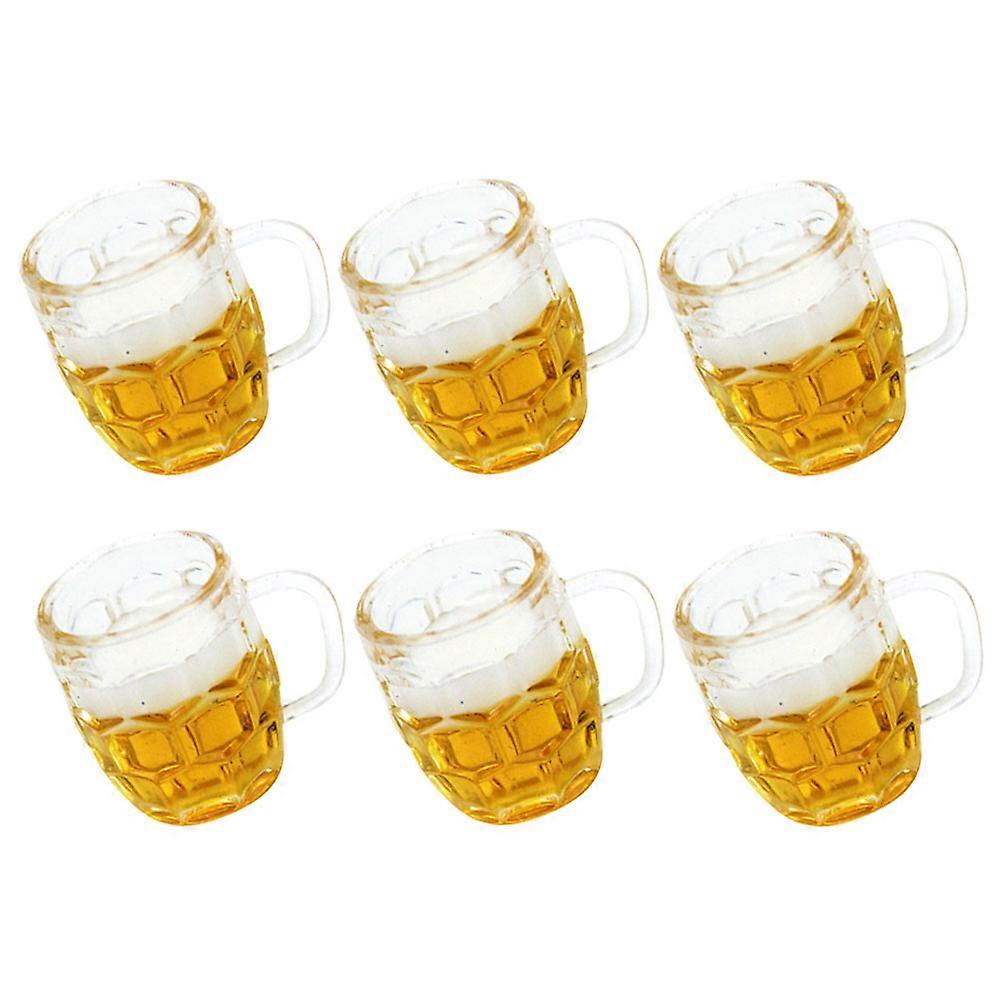 6pcs Mini Beer Mugs Resin Craft Micro Cups for Dollhouse, Miniature Decor, Desktop Accessories, Party & Photo Props