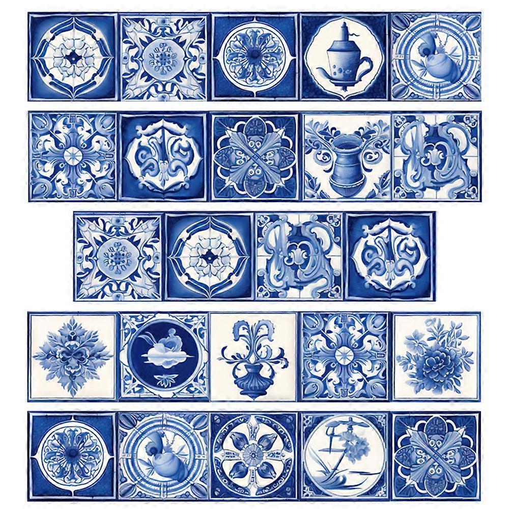 10x10cm Retro Floor Tile Stickers For Homeowners And Decorators Designed For Damp Environments With Waterproof Removable Functionality And 24Pcs Count