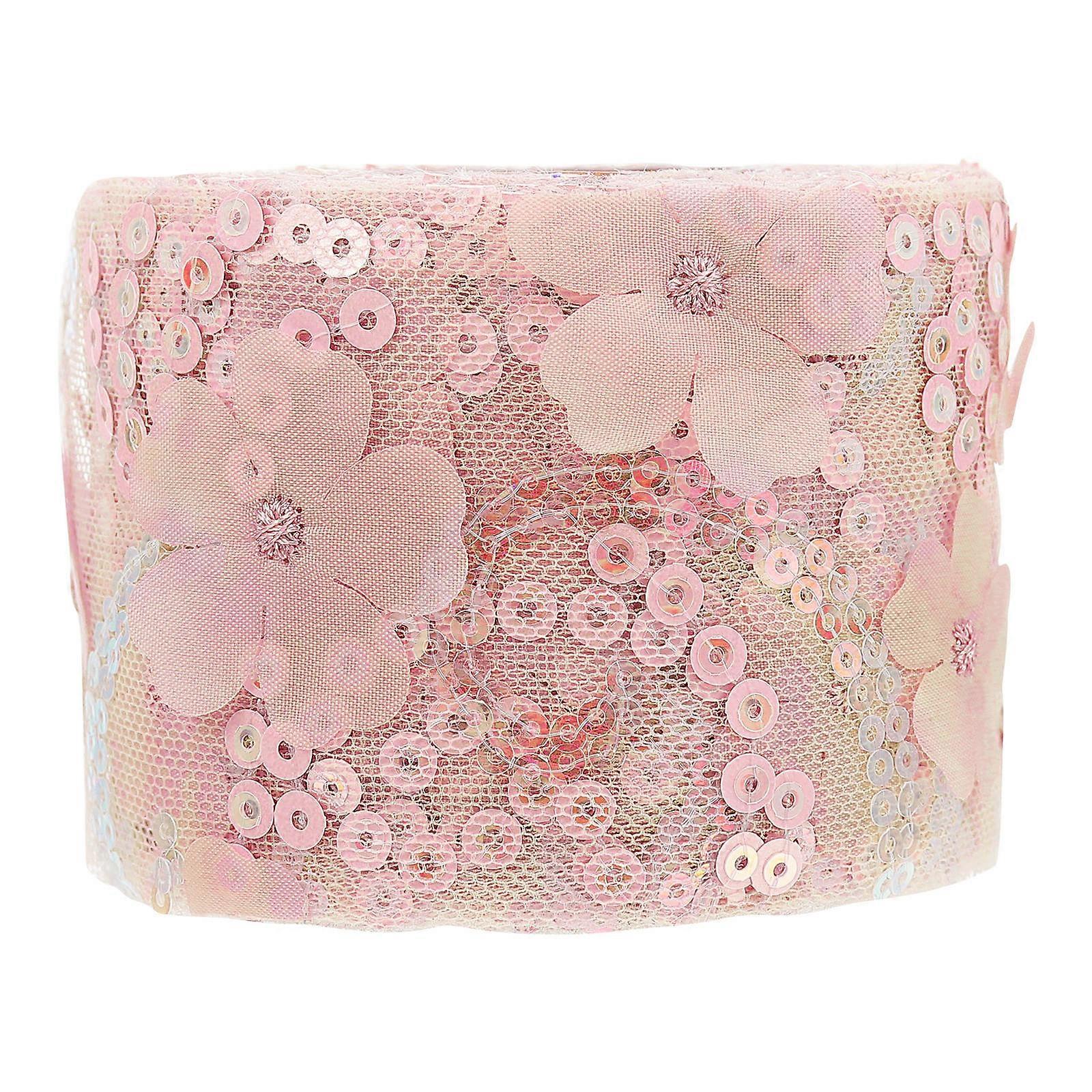 1 Roll Floral Ribbon Bowknot DIY Sequin Embroidered Webbing Ribbon