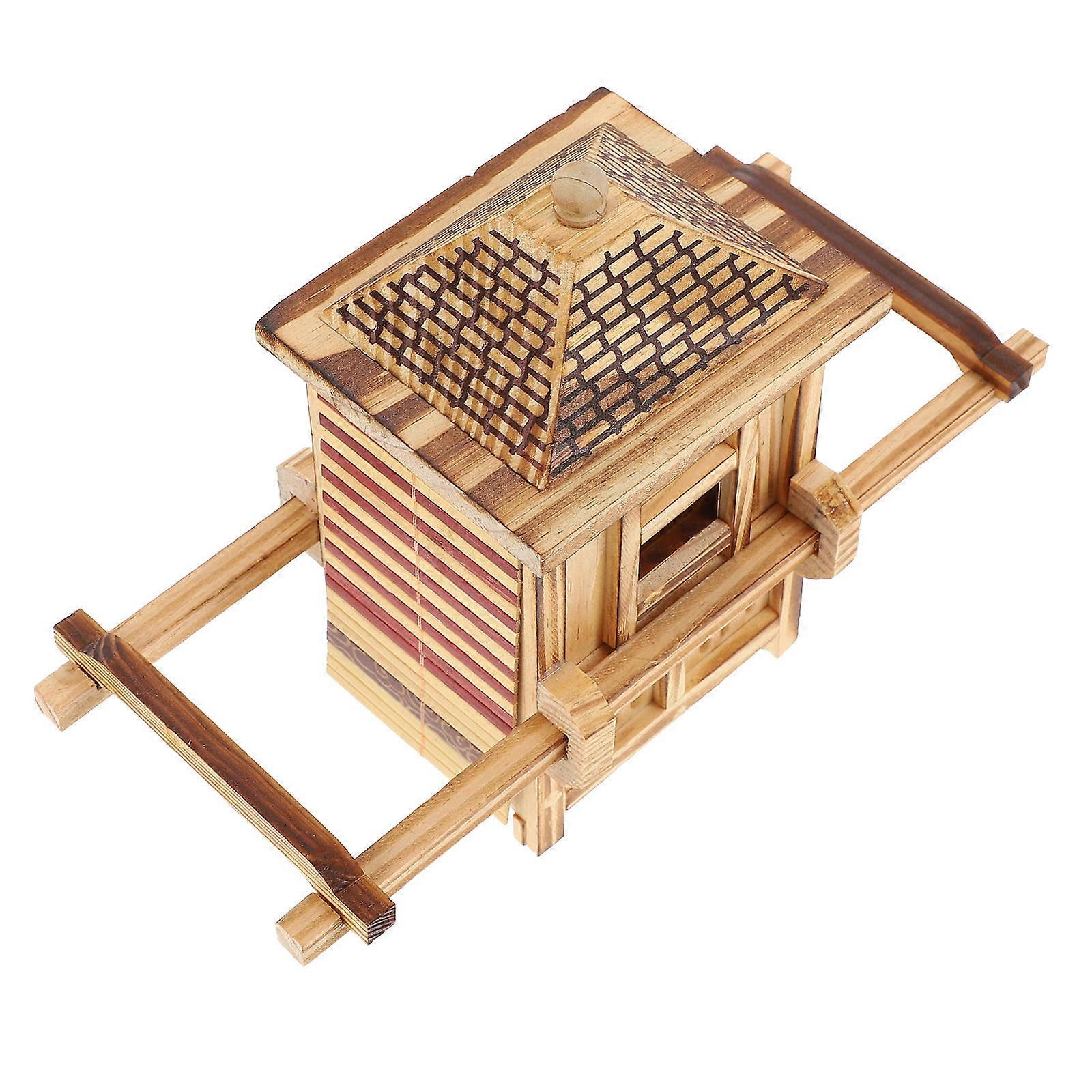 Retro Wood Crafts Ornament for Decoration Small Size Light Brown Color Stable on Tabletop