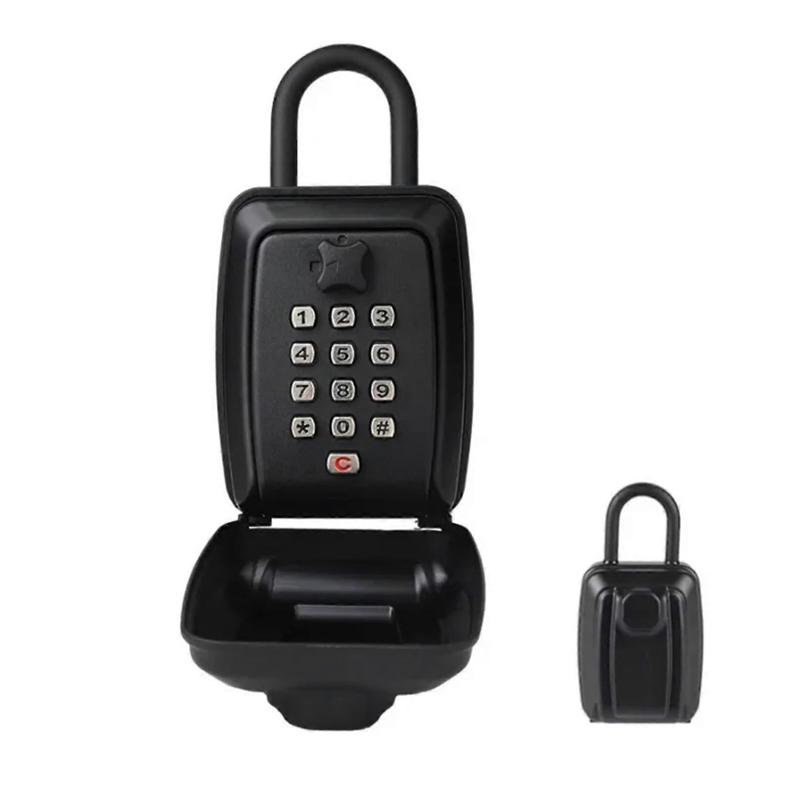Key Lock Safe Storage Box With Password Security Lock, Portable Combination Safe, Wall-Mount For Home Office, Black