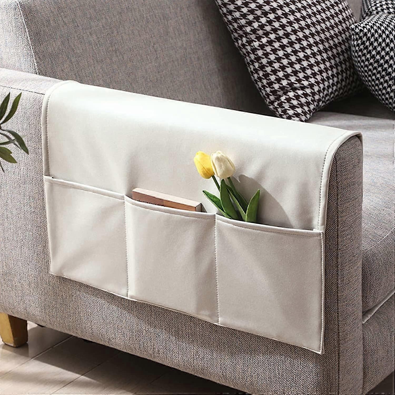 Sofa Armrest Storage Bag with Pockets, Armchair Organizer Caddy for Couch and Recliner, Blue, 50x110CM