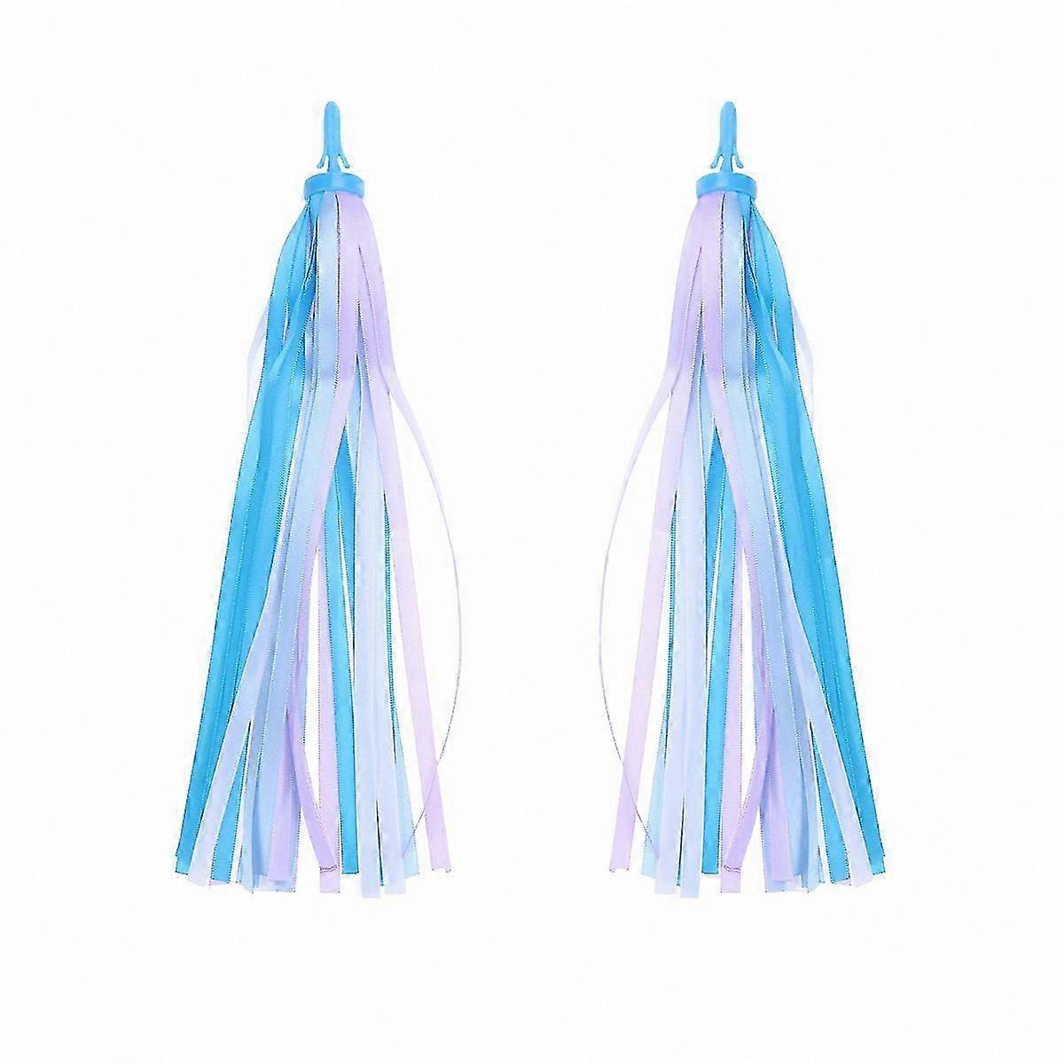 Kids Bike Handlebar Streamers with Tassels and Ribbons for Cycling Fun (Blue)