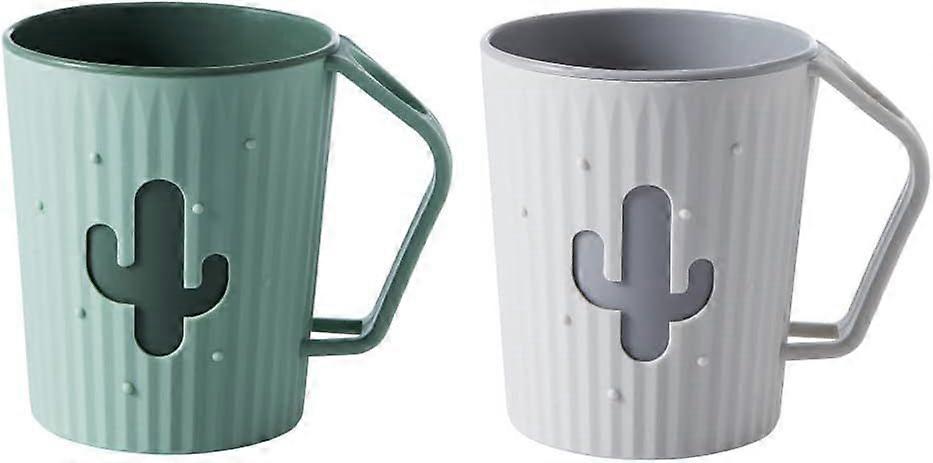 2pcs Children's Bathroom Mouthwash Cup, 360ML, PP Material Anti-Drop Toothbrush Cup (Green&Grey)
