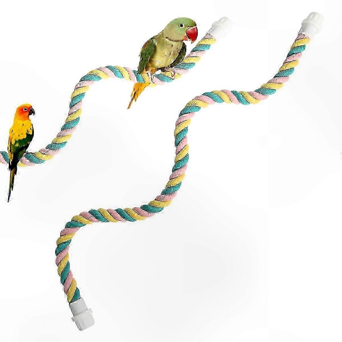 鳥用ロープパーチ - アクティブな遊びと運動のためのバンジーオウムおもちゃ [1パック]