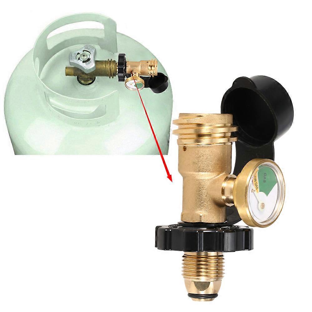 Lixada Propane Tank Adapter Solid Brass Regulator Valve Safety POL Tank Convert to QCC1/Type1 Regulator Hose with Gauge Indicator