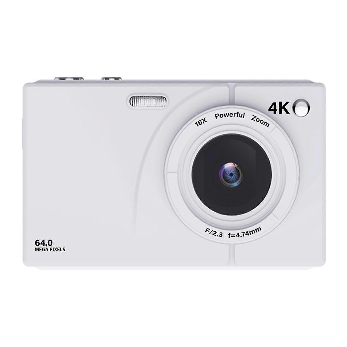 4K CCD Digital Camera 64MP Wifi HD Digital Video Camera 16X Digital Zoom with 2.8inch Screen White