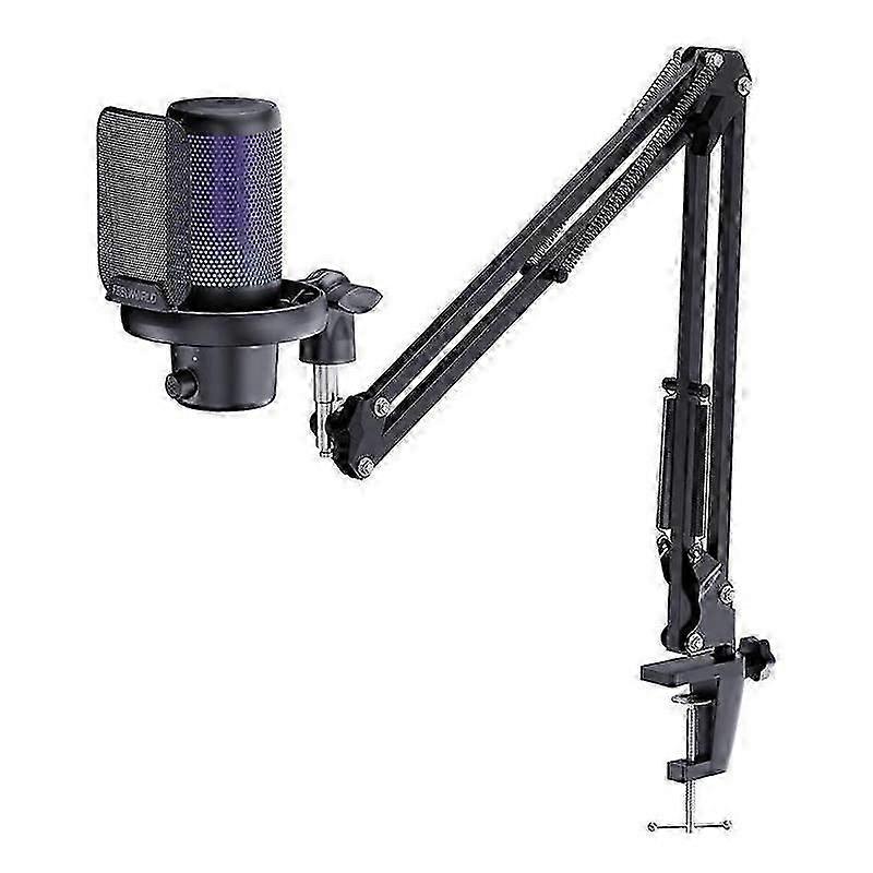 FEELWORLD VM1 USB Condenser Gaming Microphone suitable for Streaming Noise Cancellation Mute RGB Light Boom Arm Stand-jc