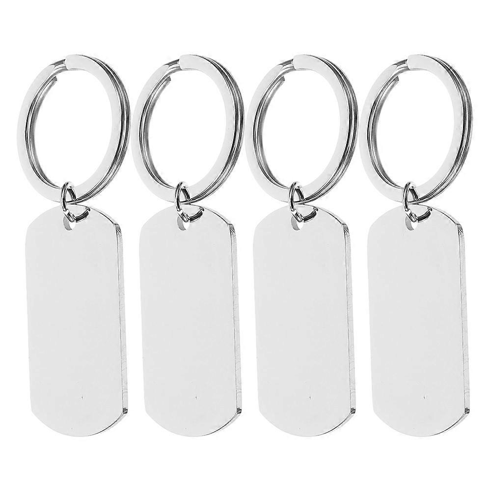 4pcs Stainless Steel Engravable Keychain Blanks for Durable DIY Crafting Keepsakes Wear Resistant Metal Keyring Tags for Teachers & Students