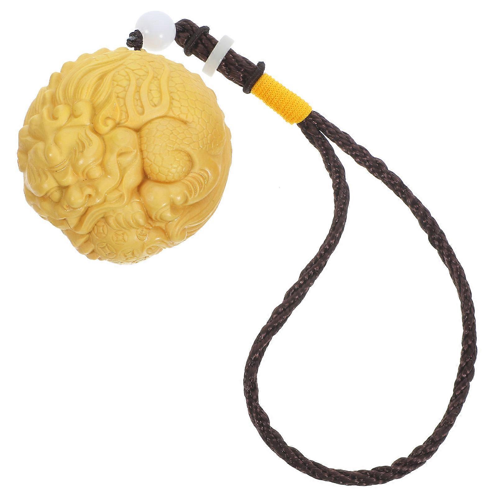 The **Delicate Wood Pi Yao Car Hanging Ornament** is a charming and meaningful Feng Shui accessory designed for vehicle interiors. Here's a breakdown