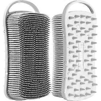 Dual Silicone Body Scrubber & Scalp Massager - Peeling-Duschbürste für sanfte Hautreinigung, 1 Packung Grau