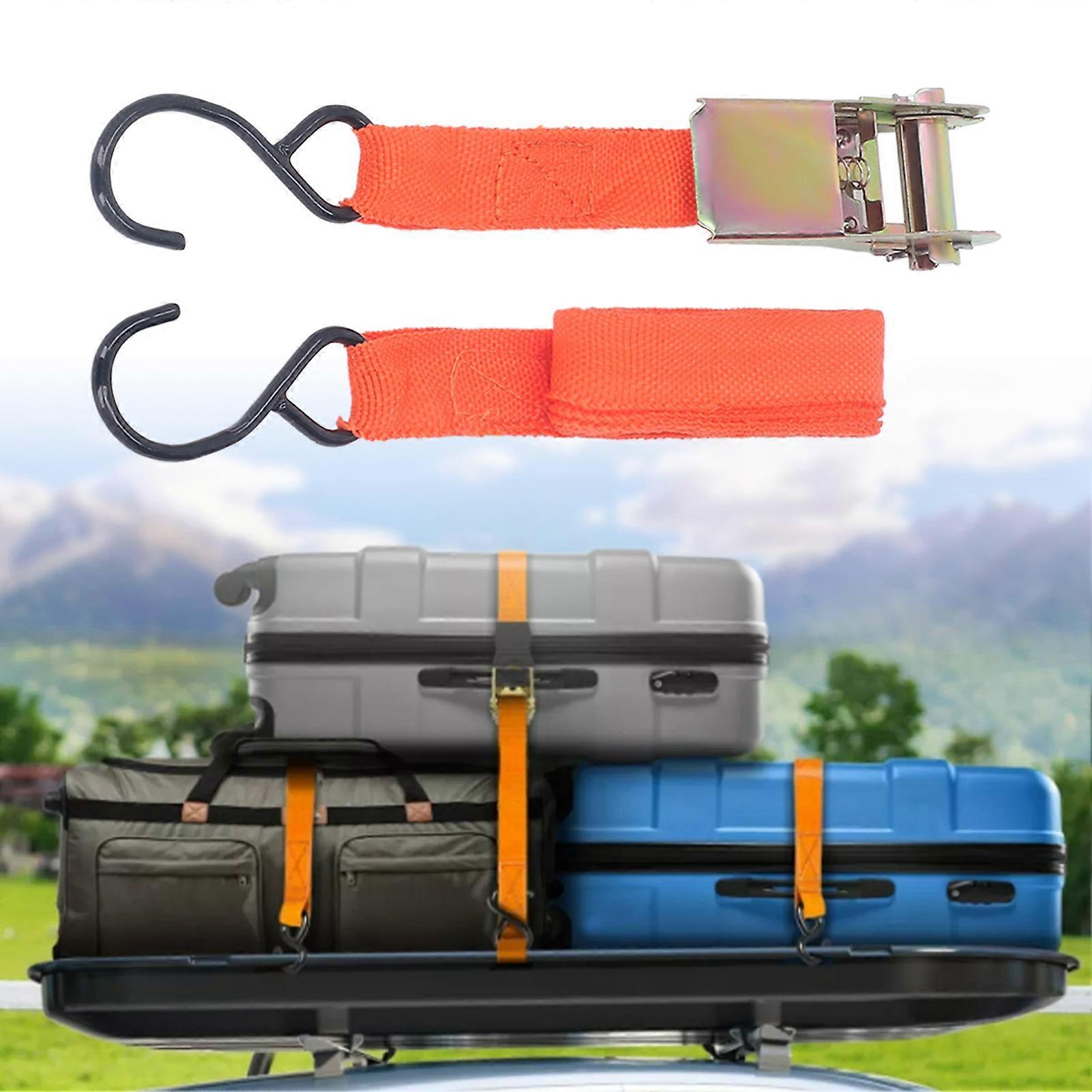 4Pcs Orange Ratchet Tie Down Straps 15ft x 0.98in Polyester