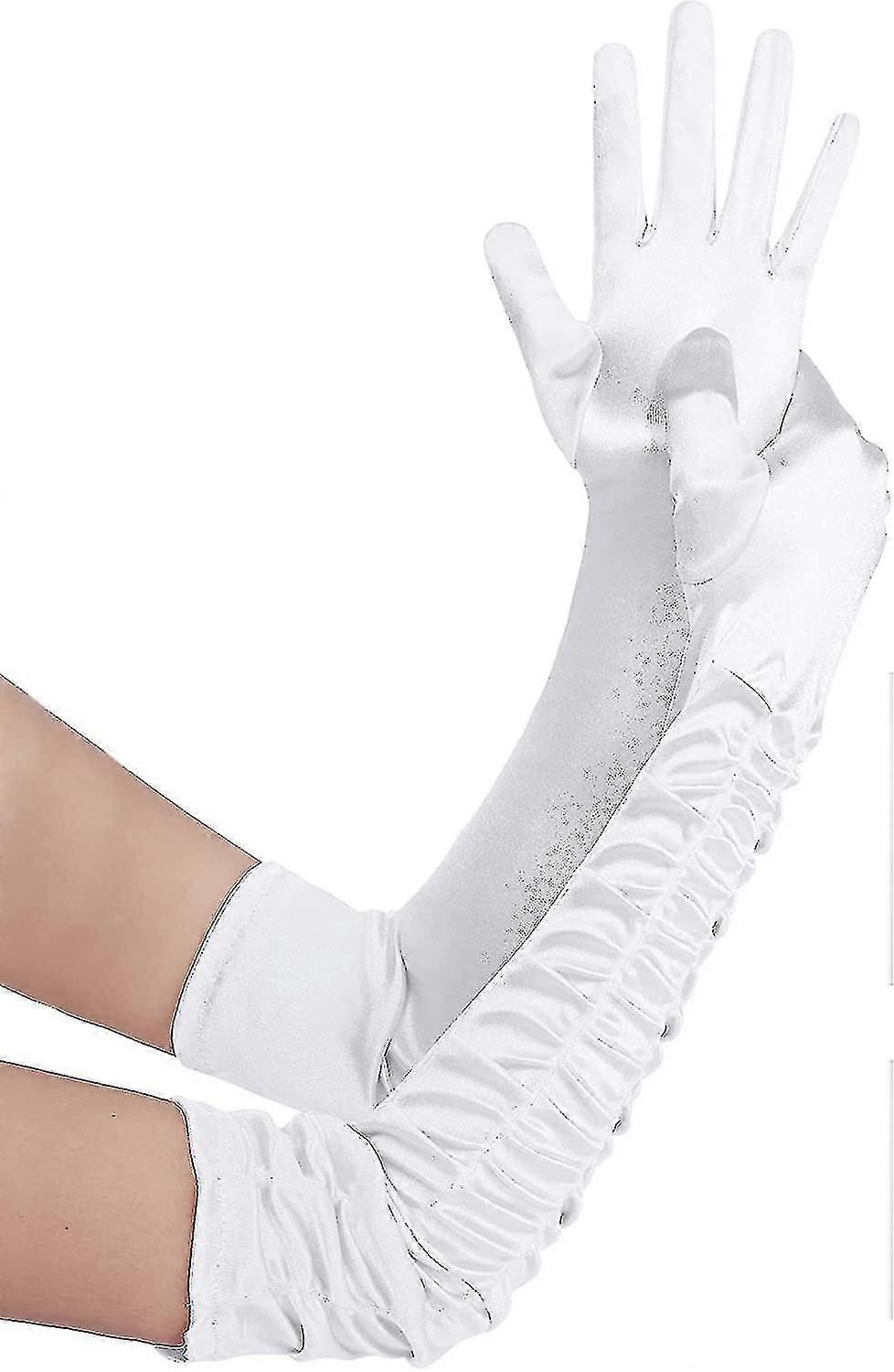 ロングオペラパーティー20年代サテン手袋伸縮性のある大人サイズ肘の長さ