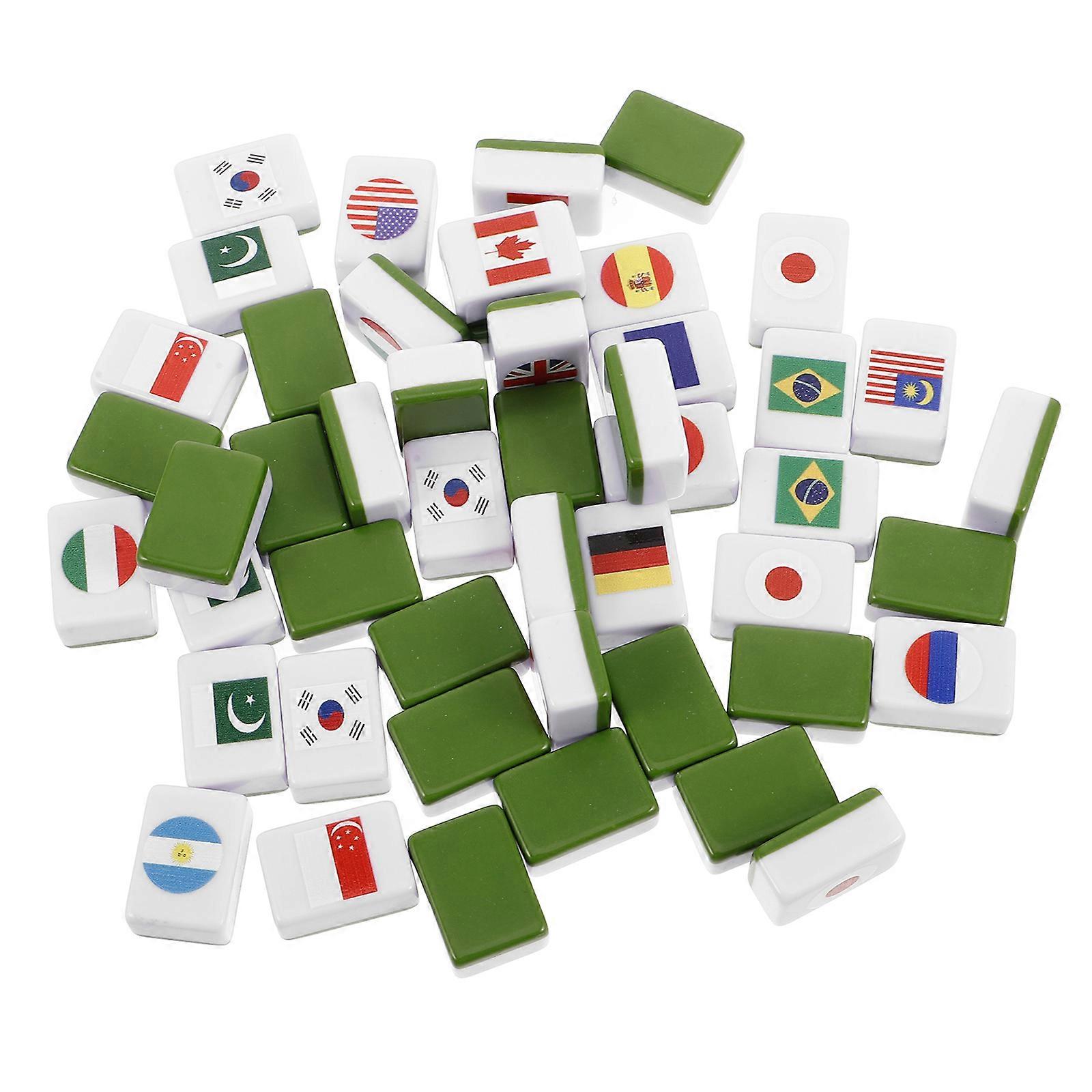 48 Pieces Mahjong Set with Colored Flags for Party Versatile Gameplay and Durable Plastic 48PCS