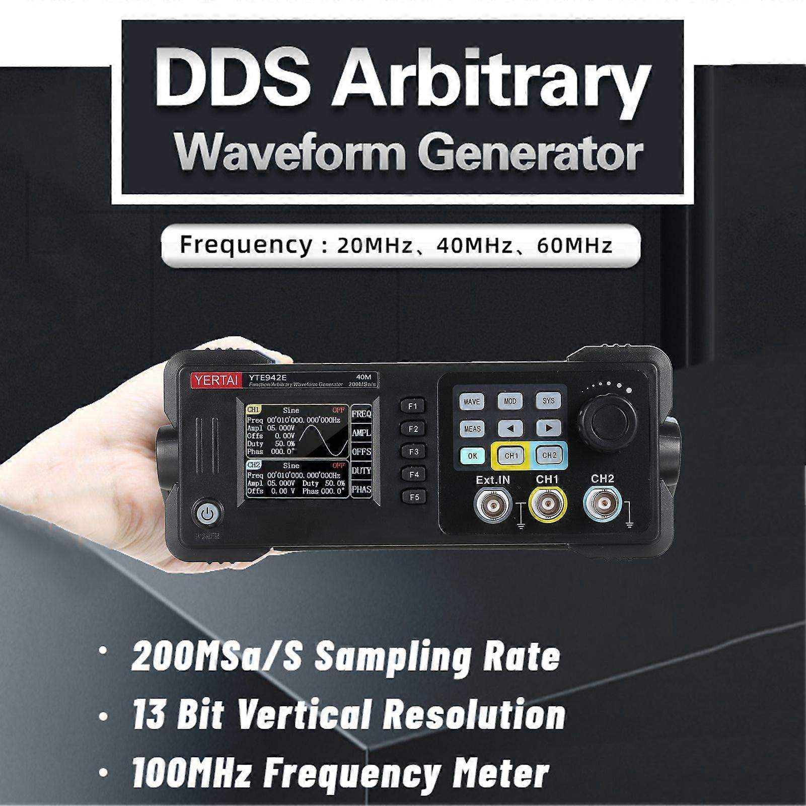 Dual-channel Function Arbitrary Waveform Generator Portable 2-Channel 200MSa/S Sampling Rate 8k Storage Depth Signal Source 2.4-inch TFT LCD Digital A