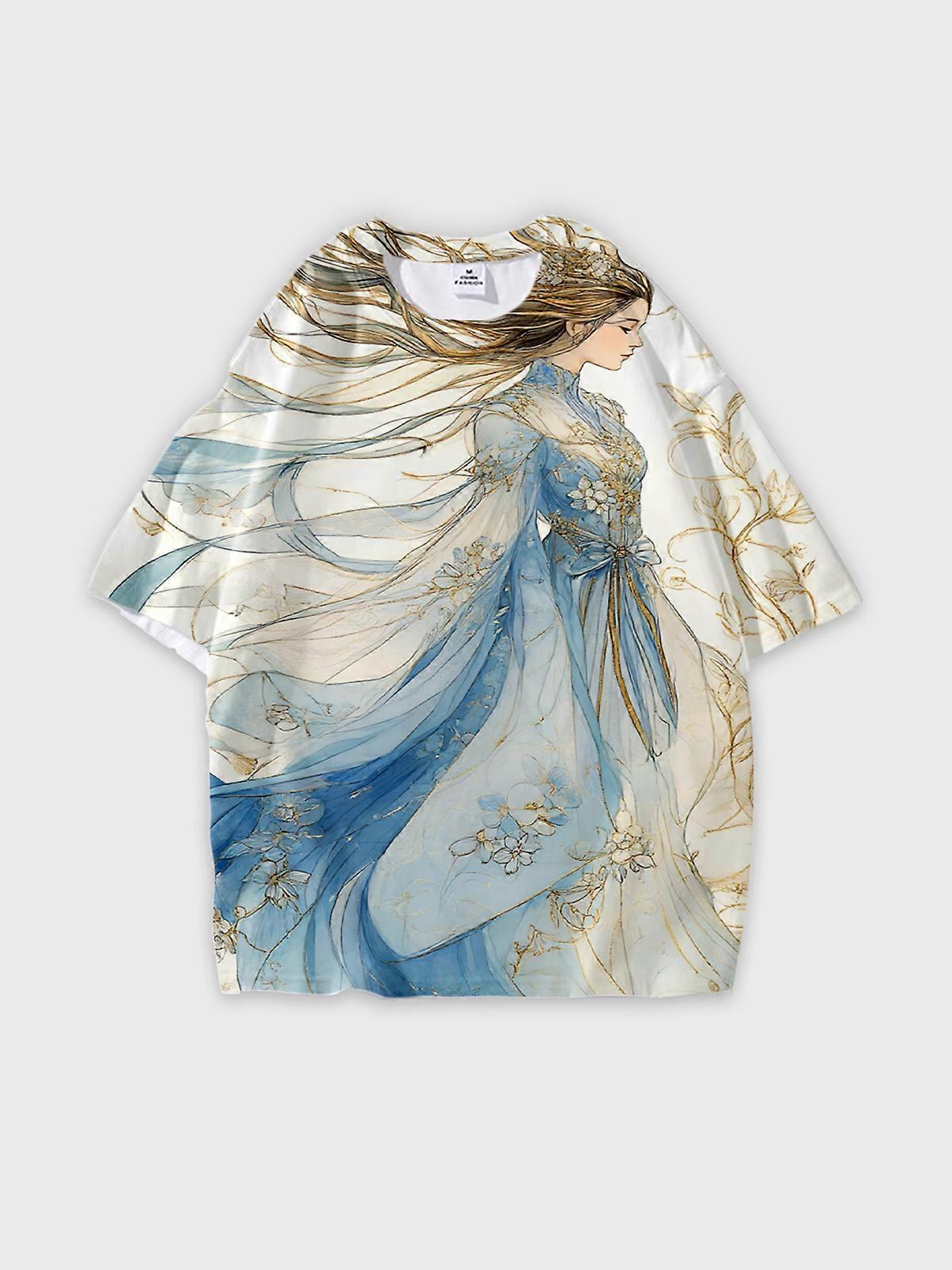 T-Shirt Short Sleeve Round Neck, Summer Casual Loose Graphic Tee, Unisex Pattern V2406