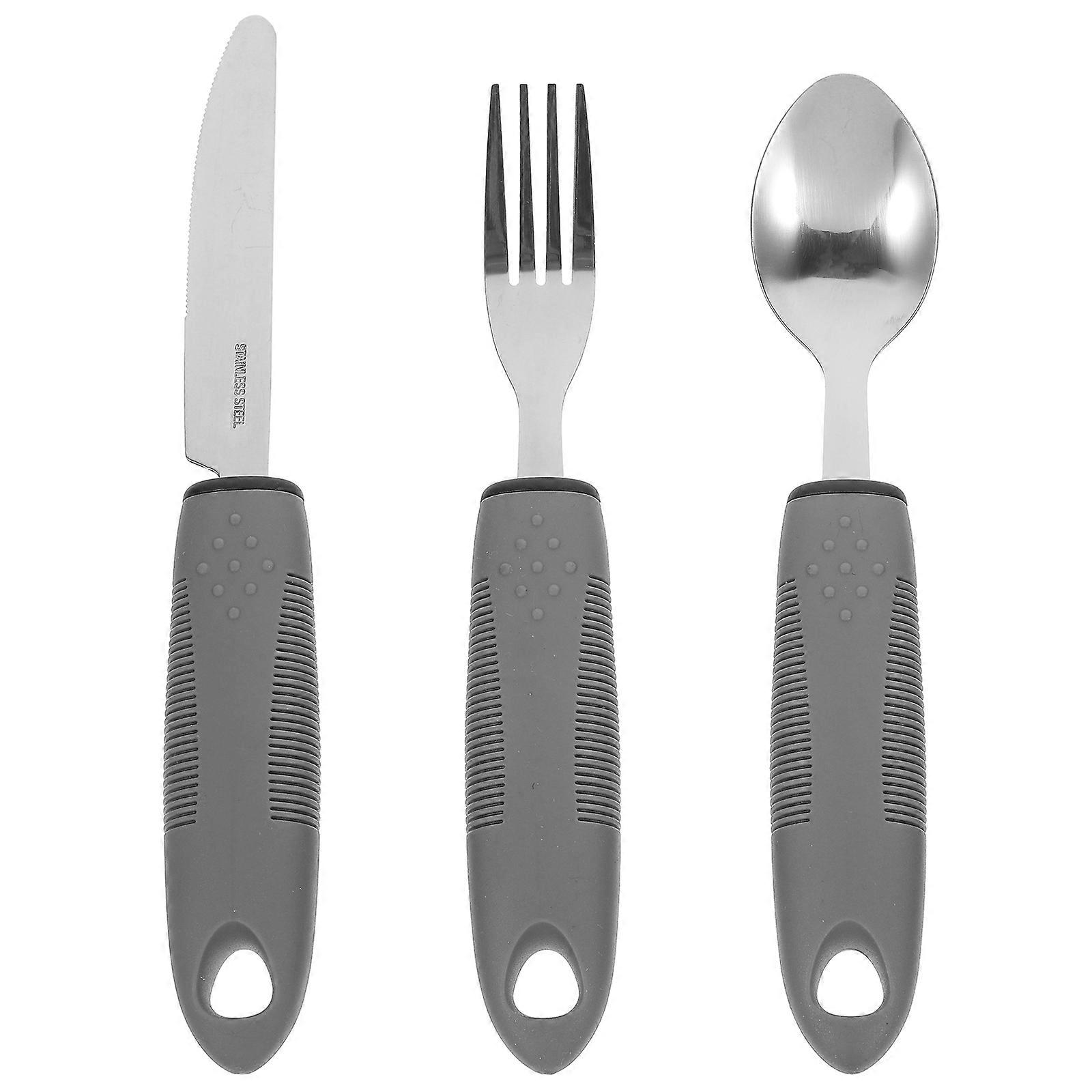 Stainless Steel Adaptive Utensils For Elderly Designed For Daily Use With Nonslip Grip And Assistive Feature 1 Set