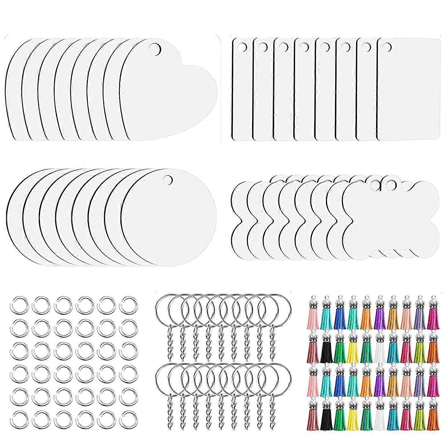 160 Sublimation Blank , Sublimation Blank Bulk Set with Heat Transfer Blank Tassel Jump Rings