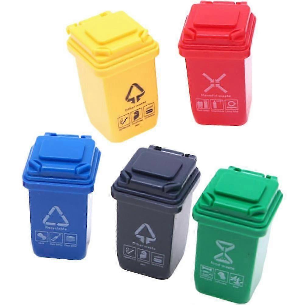 Mini Waste Container Miniature Garbage Can Realistic Design Rectangular Shape DIY present Accessory 5Pcs