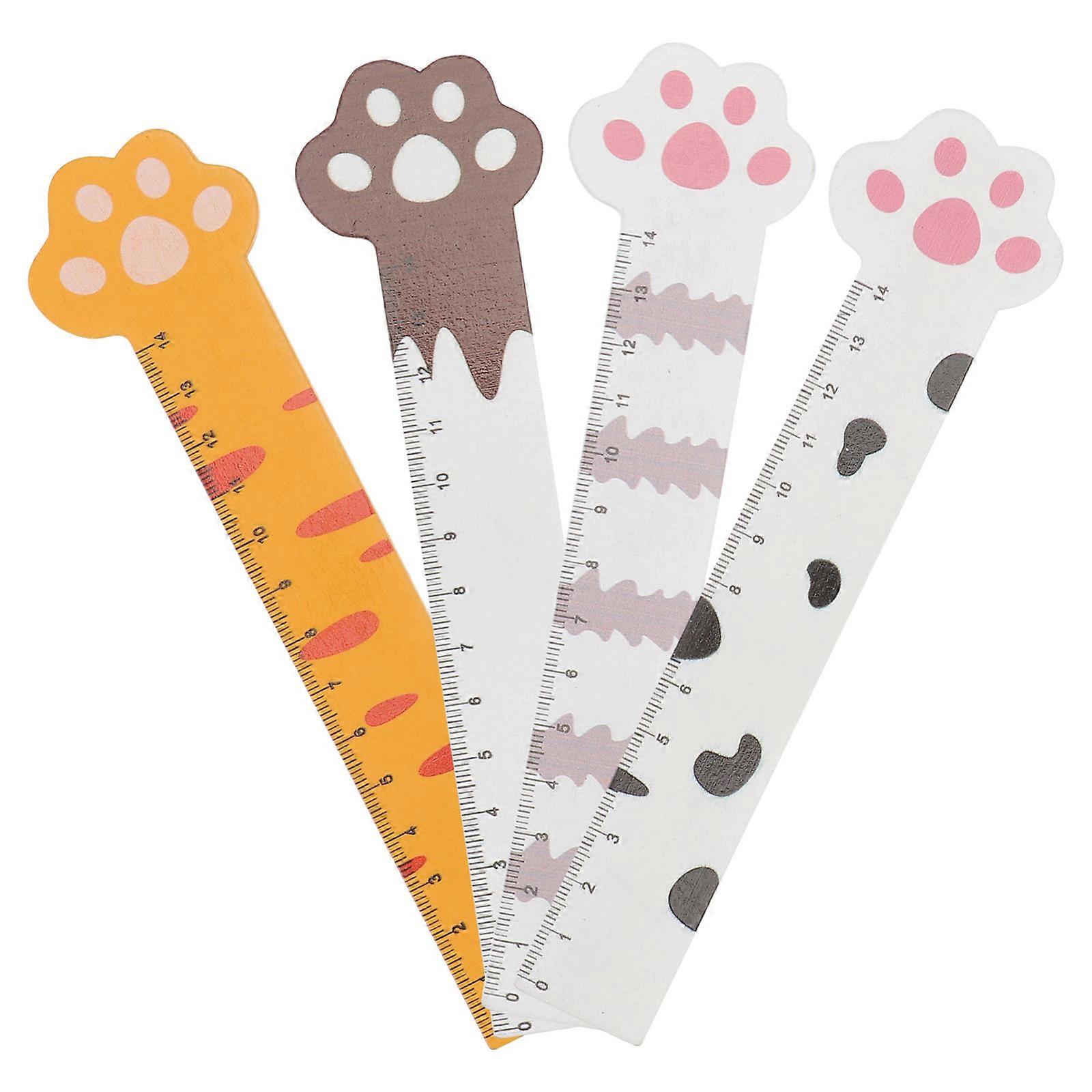 Adorable Cat Claw Design Rulers for Students Use Assorted Color Plastic Material 8 Pcs