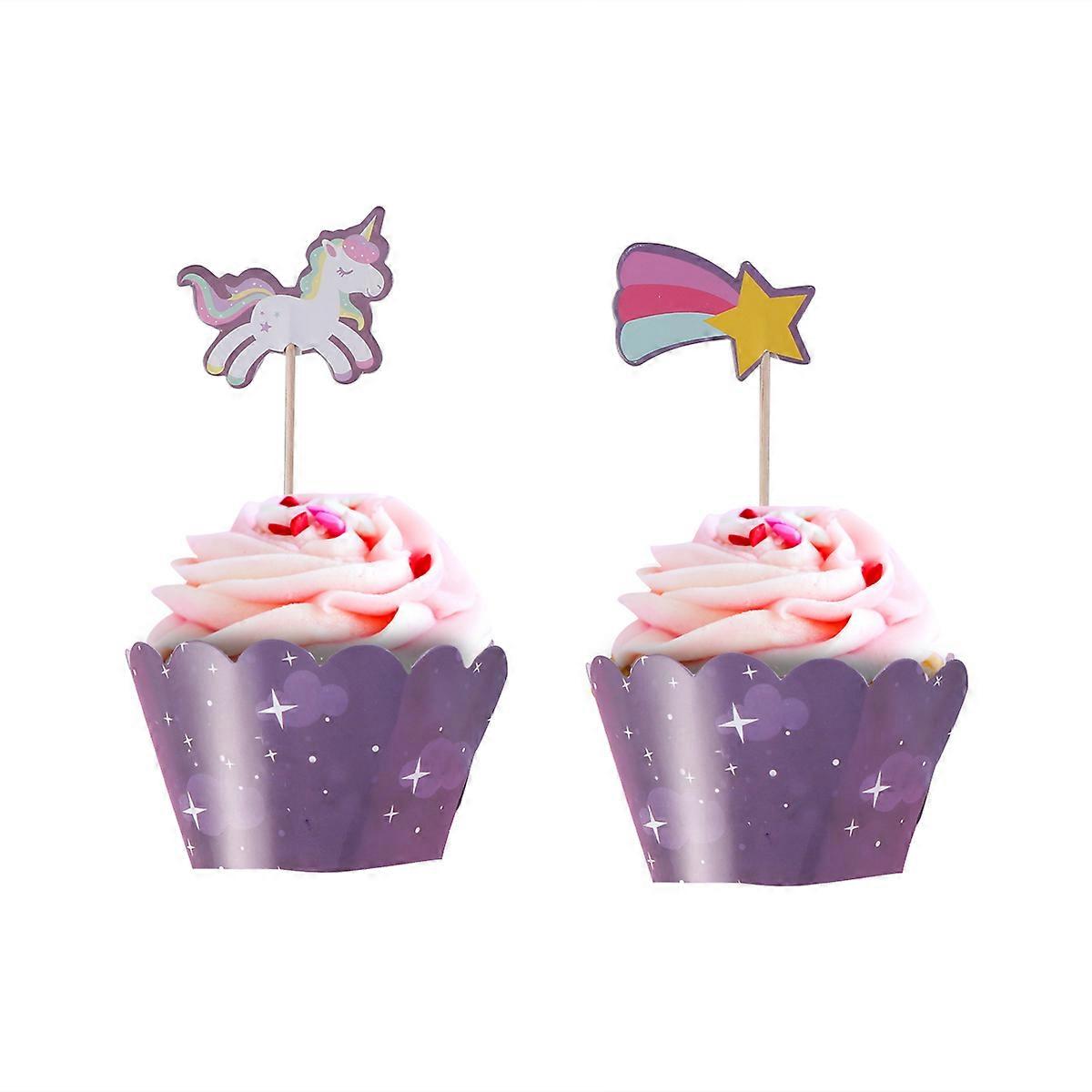Unicorn Cake Decor Cupcake Pick for Party 24Pcs Assorted