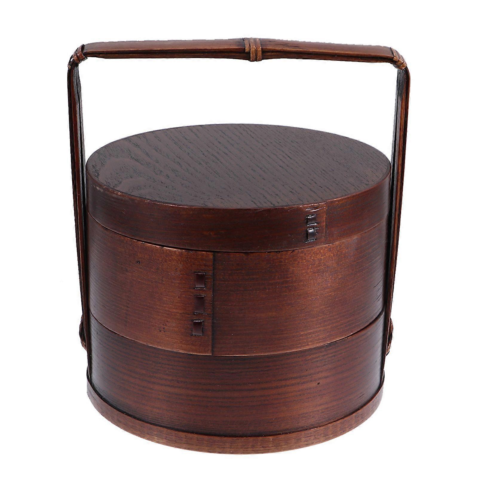 1Pc Wooden Lunch Sushi Box Double Layer Bento Box Portable Food Container