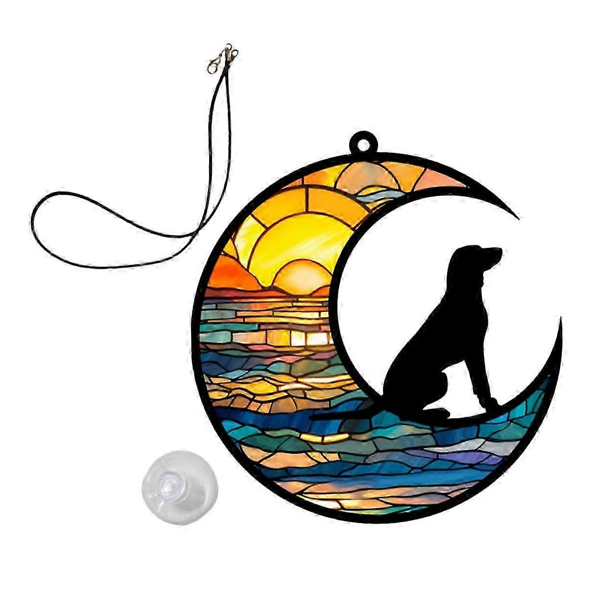 Moon Puppy Ornament Dachshund Acrylic Colorful