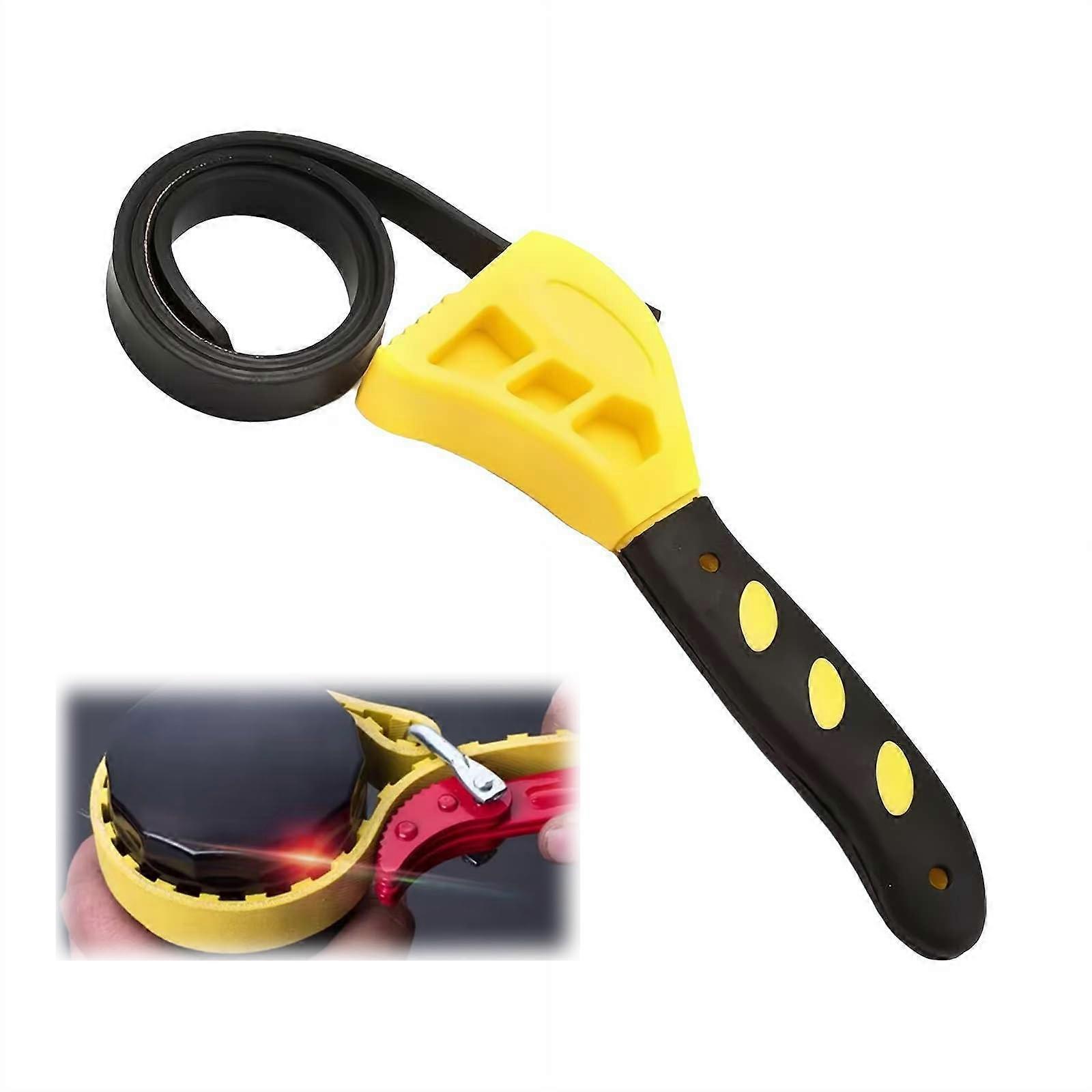 Rubber Strap Wrench HeavyDuty Adjustable, MultiPurpose Belt Wrench and Jar Opener for Plumbing and Mechanics (B) 1 Pc