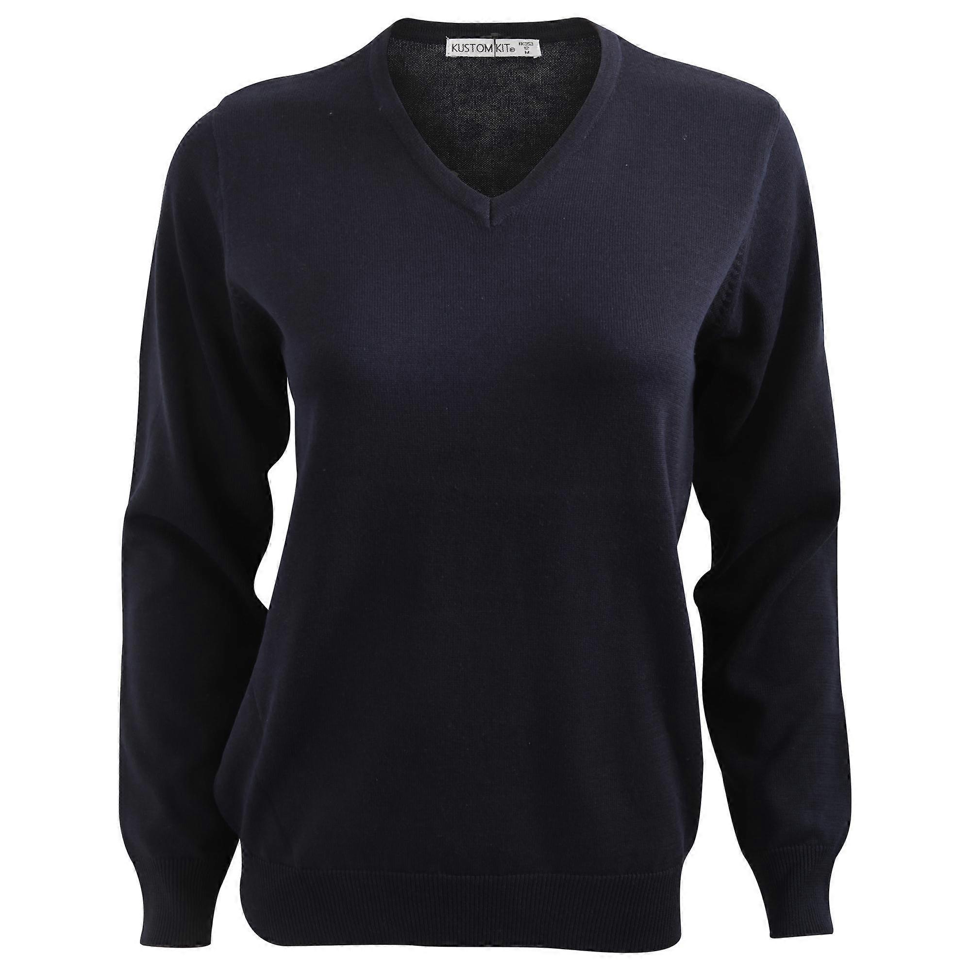 Kustom Kit Mesdames Arundel Long Sleeve v-Neck Sweater