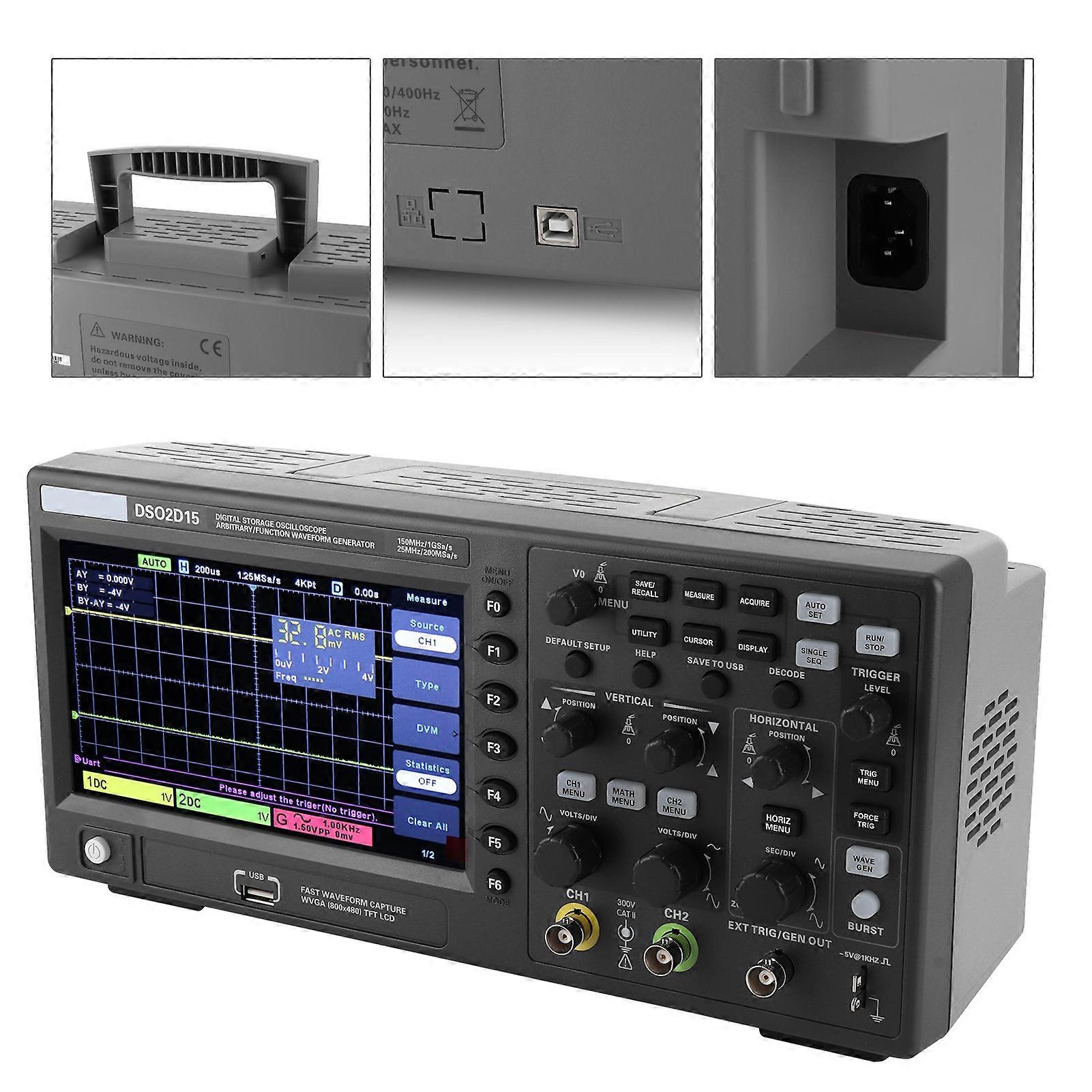 DSO2D15 150MHz 8M 2CH Digital Storage Oscilloscope 1GSa/s EU Plug