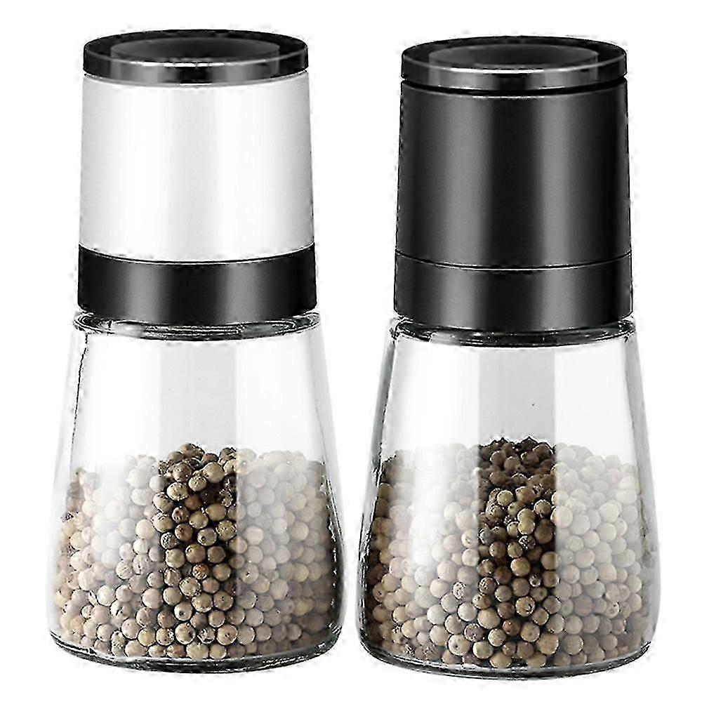 2 Pcs Premium Manual Salt Mill,clear Glass Pepper Grinder Adjustable