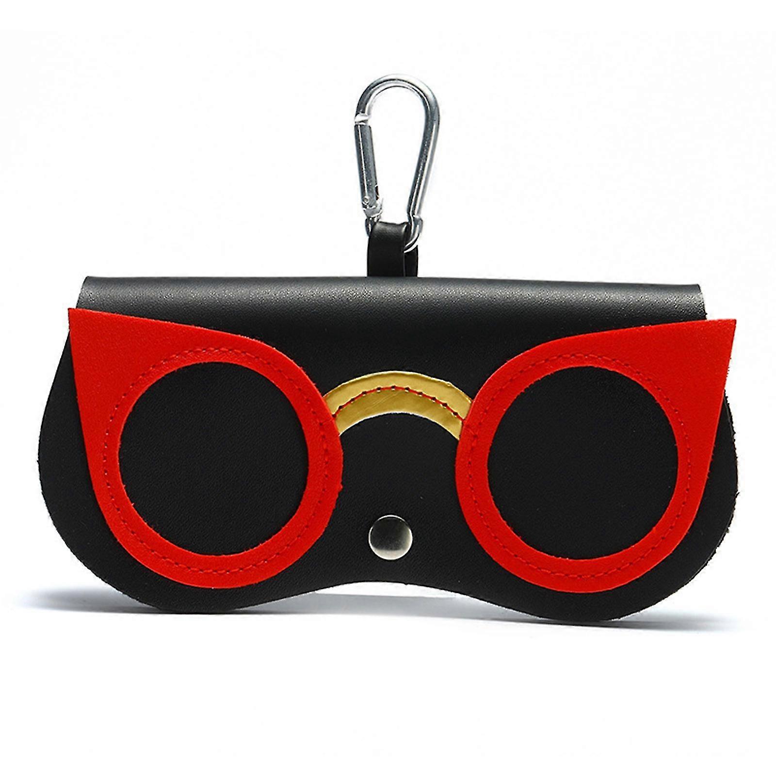 Sunglasses Case, PU Leather Cute Cover Pouch Protector Holder with Magnet Button