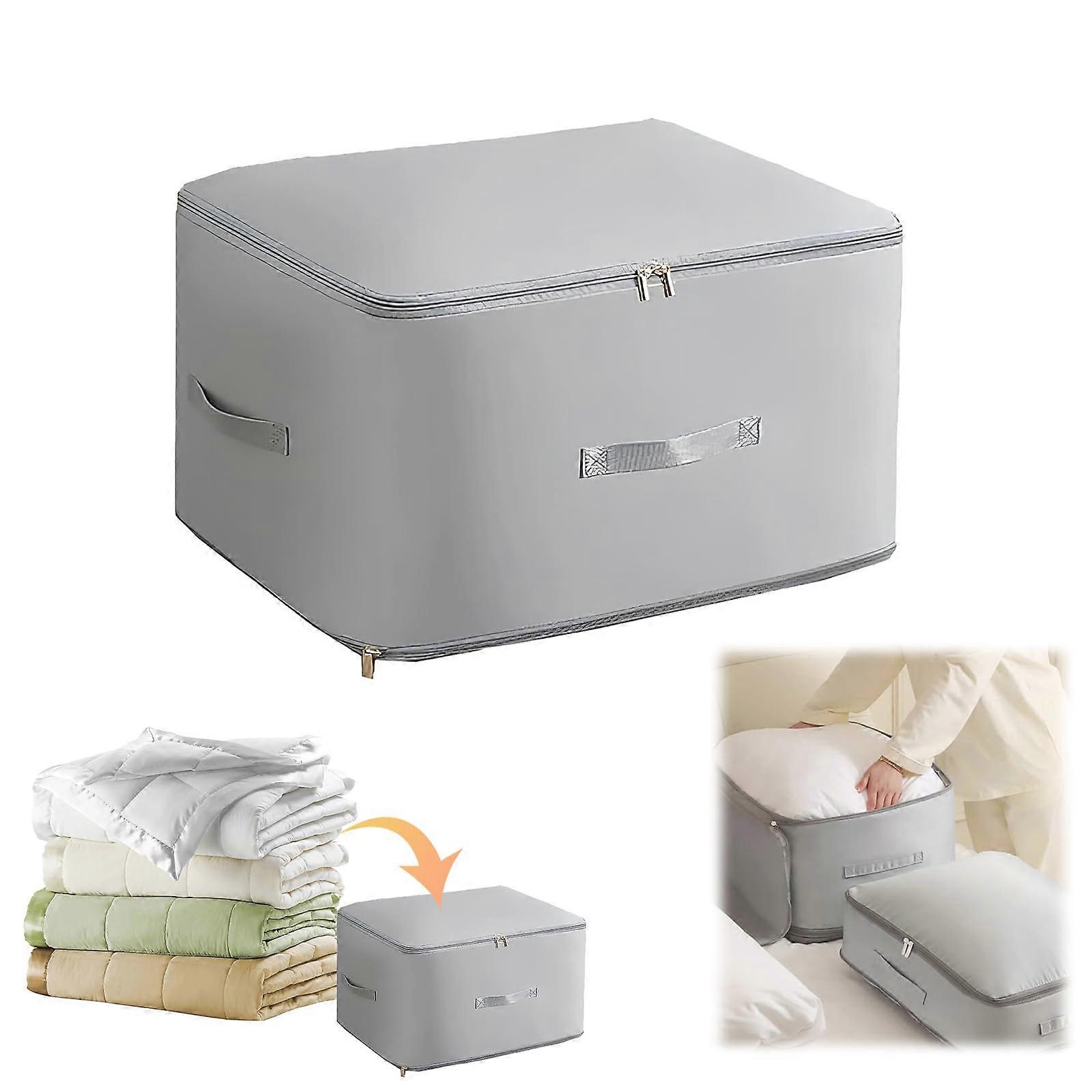 Self Compression Organizer Ultra Space Saving Grey 54 x 42 x 30 Cm, Duvet/Clothes Compression Bags With Zips, Heavy Duty