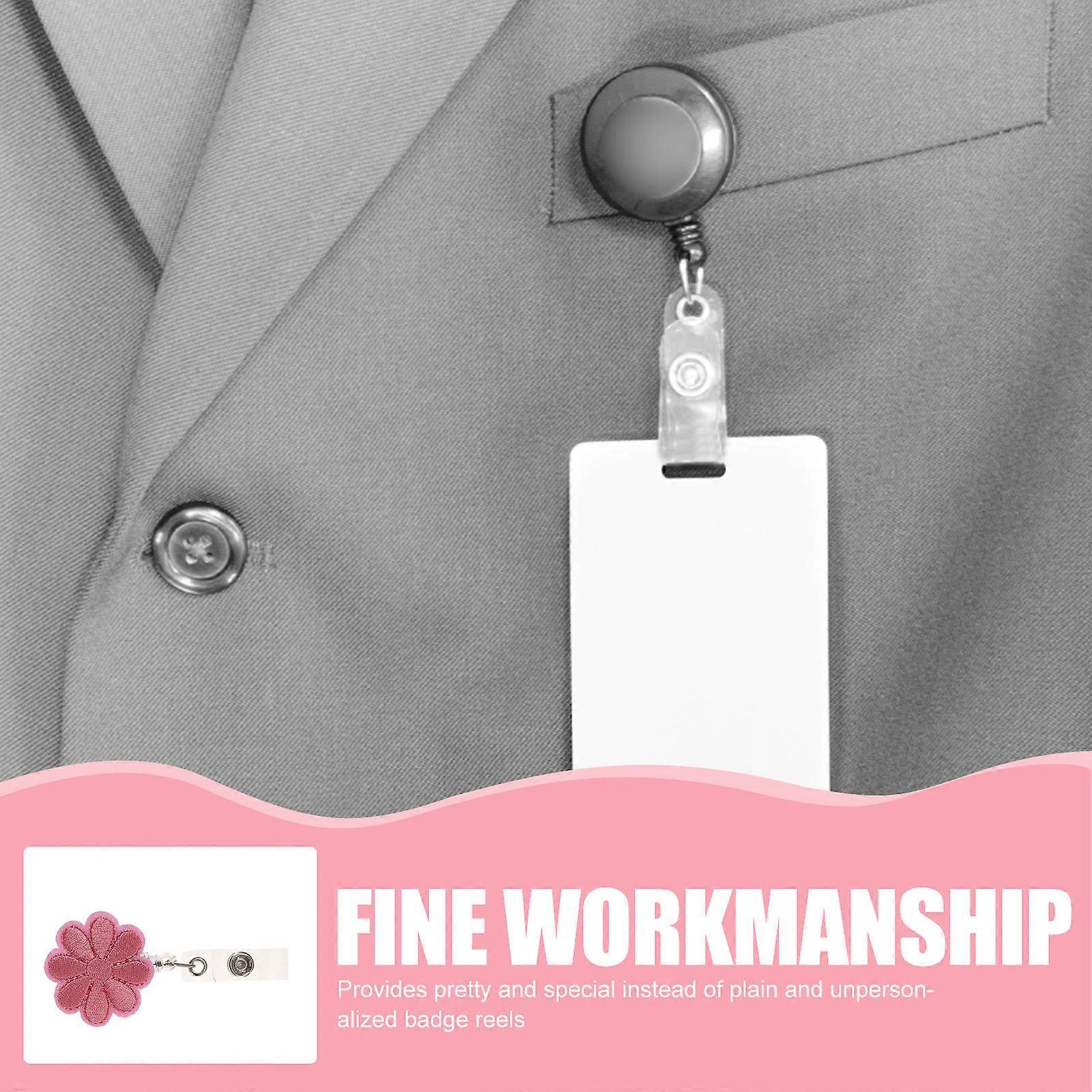 Badge Reel Flower with Clip for Office Use 5Pcs Retractable Badge Holder