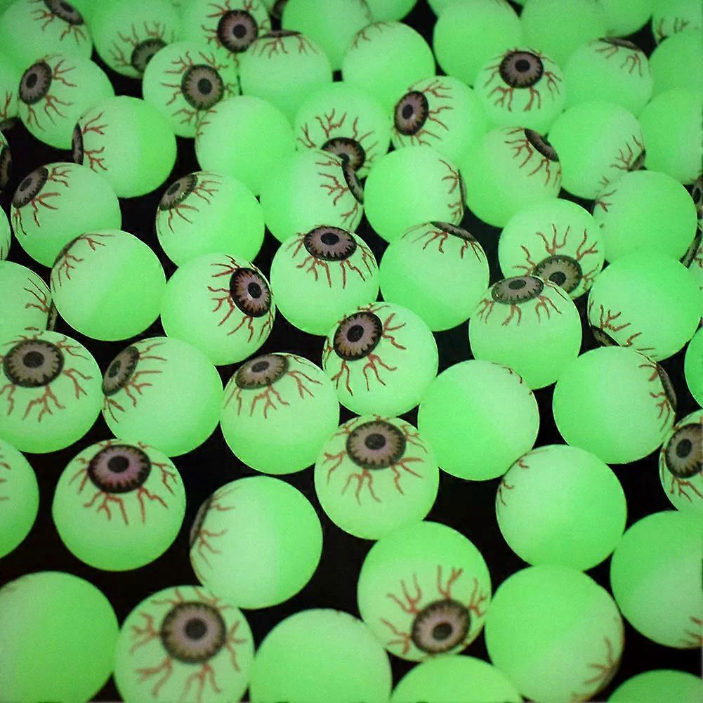 10PCS Halloween Rubber Toy Eyeball Fun Glow in The Dark Bouncy Ball 32MM Halloween Party Game Gift Fake Eyeballs Horror Kids Toy