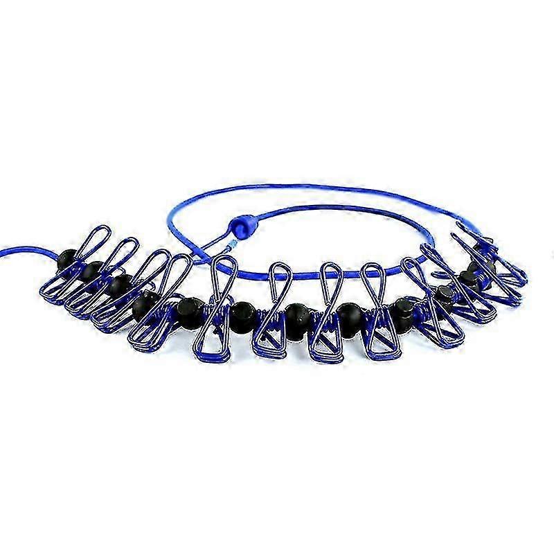 Clothesline Rope With Clips Windproof Non-slip Elasticity Retractable For Outdoor Camping