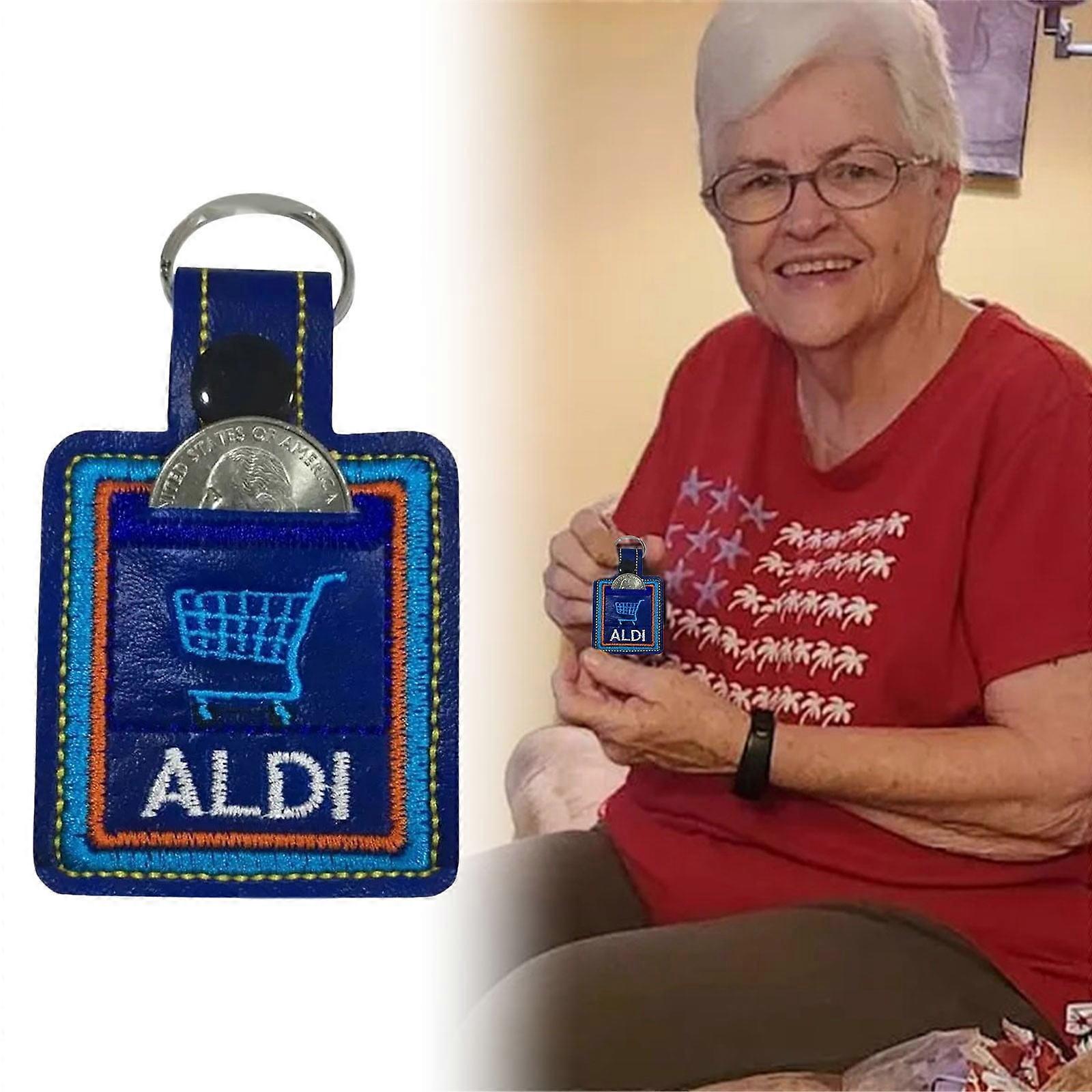 Clearance！Shopping Cart Quarter Holder Keychain Quarter Handmade Embroidered and Cart. Holds Quarter for Grocery Shopping Cart. Great Unisex Gift!