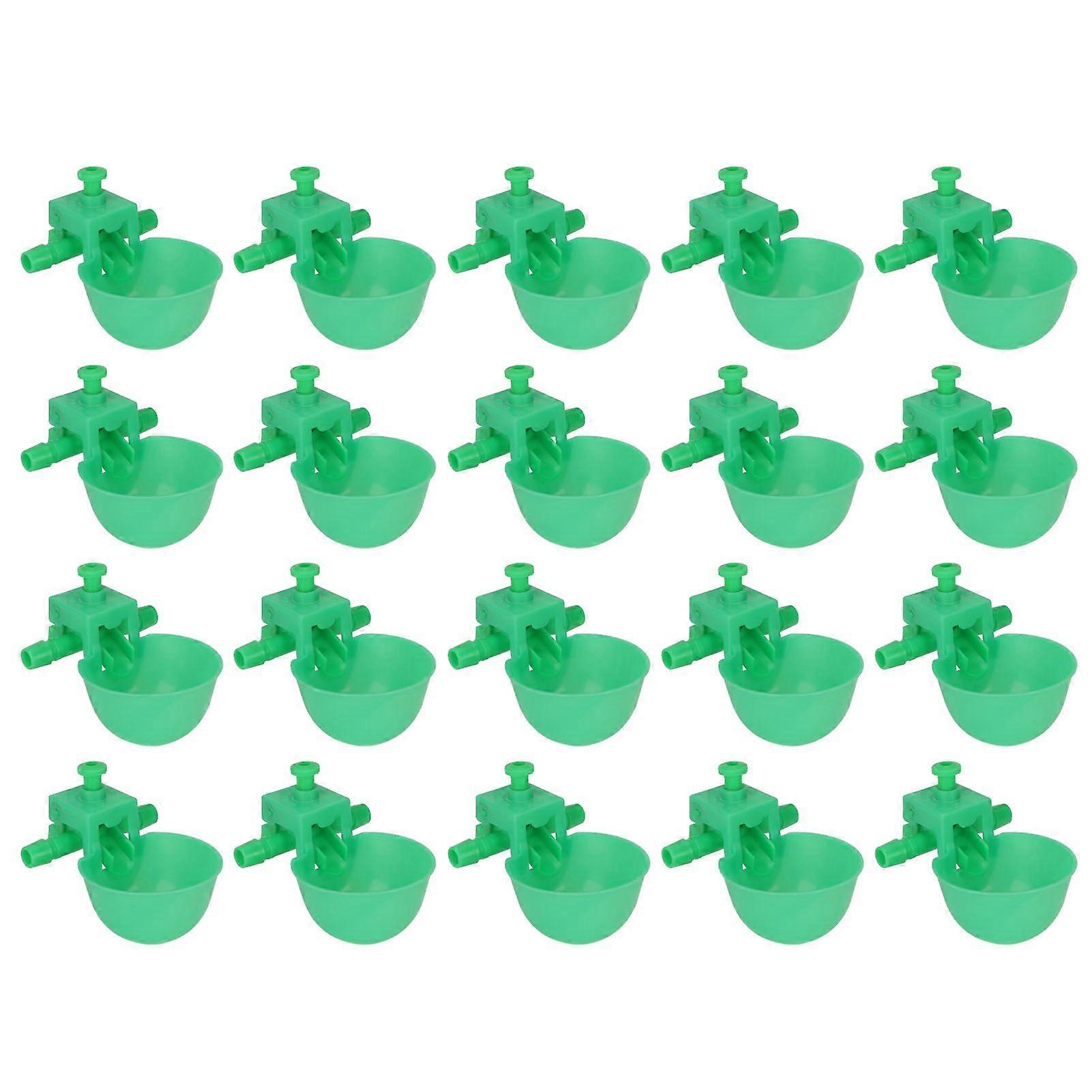 20pcs Poultry Water Cups Adjustable Automatic Chicken Waterer for Chickens Poultry Pigeons Ducks Green