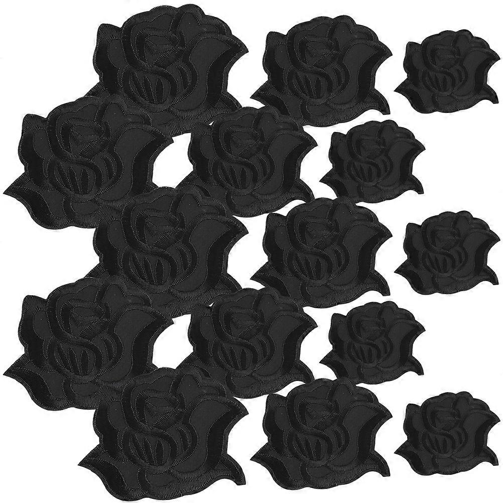 Embroidery Iron on Flower Patches for Clothes 75Pcs Black Assortment