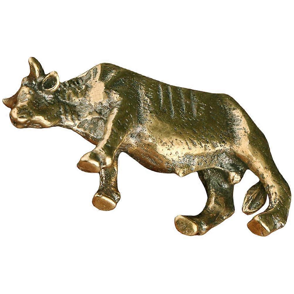 Brass Bull Ornament Sculpture for Retro Desktop Decor 4Pcs Set