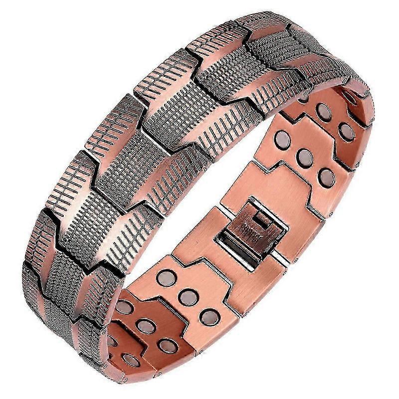 Pulseira de cobre masculina,3X força 99,99% pulseiras de cobre puro magnéticas com ímãs,Comprimento ajustável com ferramenta de dimensionamento